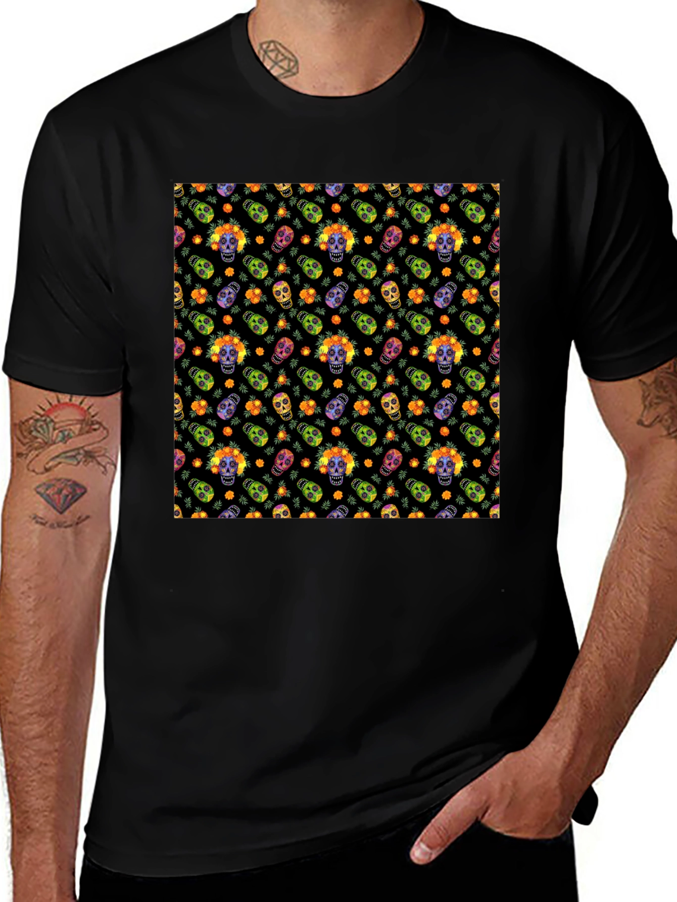 Sugar Skull T-Shirt - Day of the Dead Design