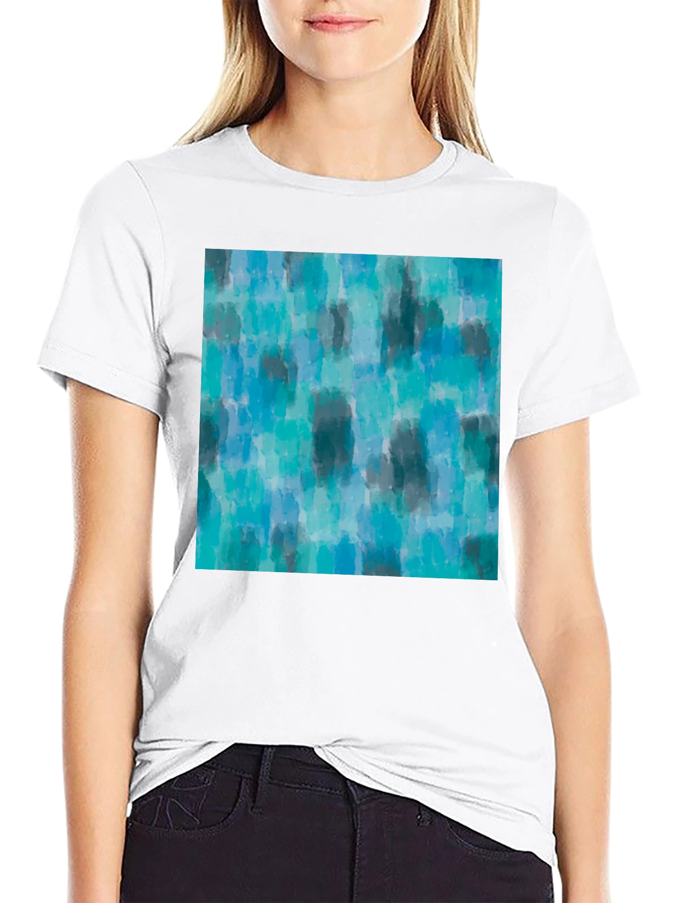 Abstract Blue Pattern Tee - Casual Style
