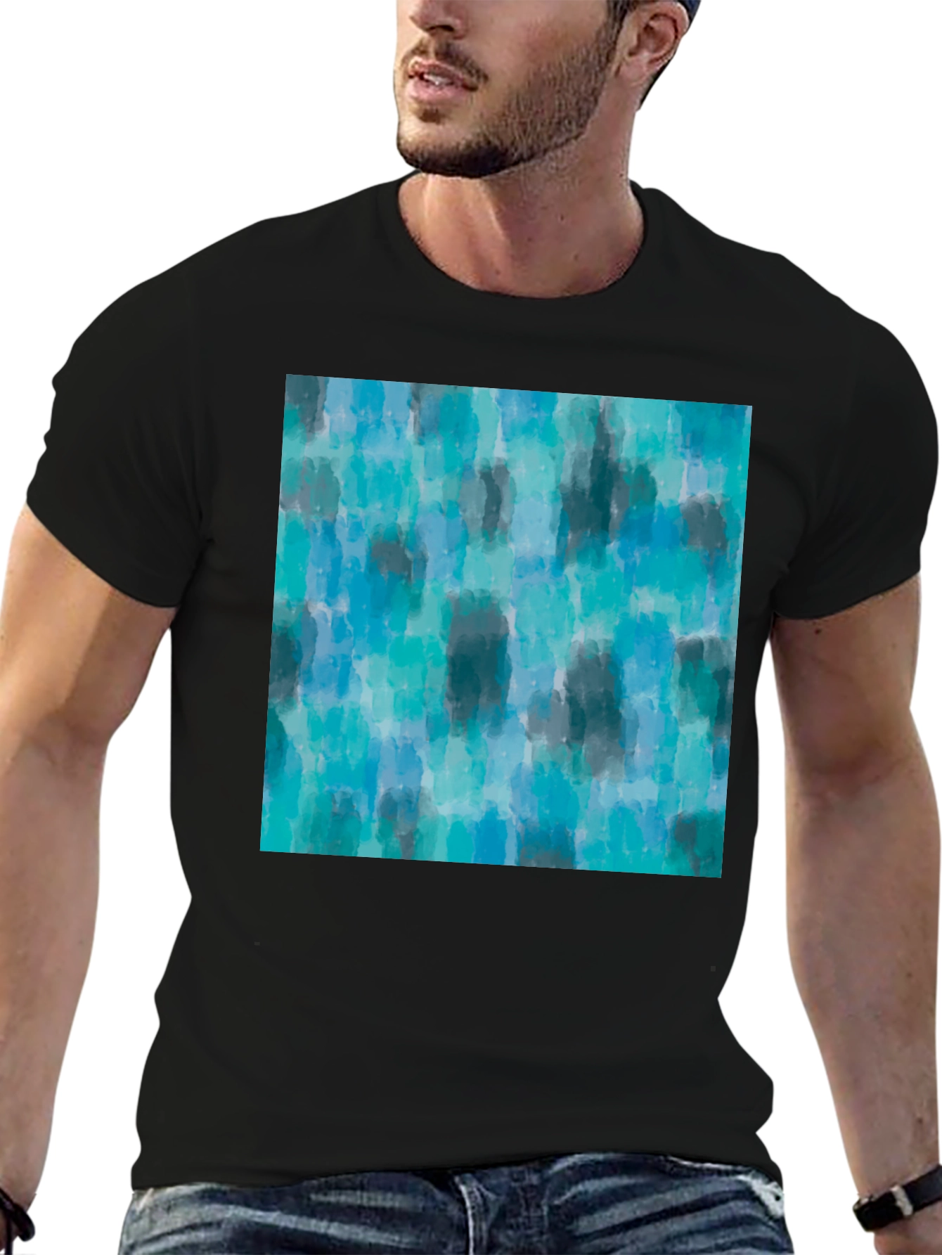 Abstract Blue Pattern Tee - Casual Style