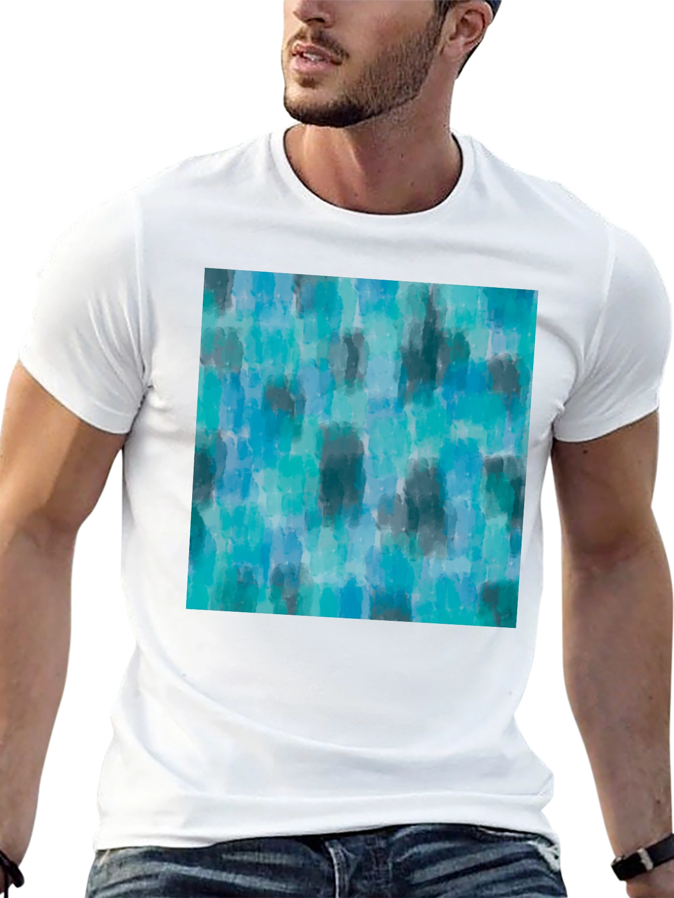 Abstract Blue Pattern Tee - Casual Style