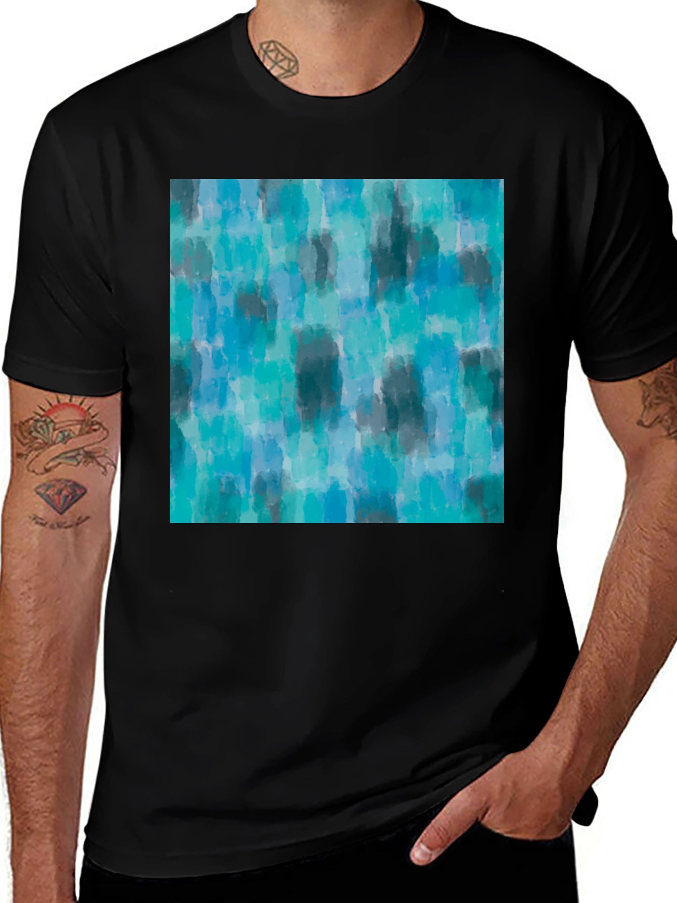 Abstract Blue Pattern Tee - Casual Style