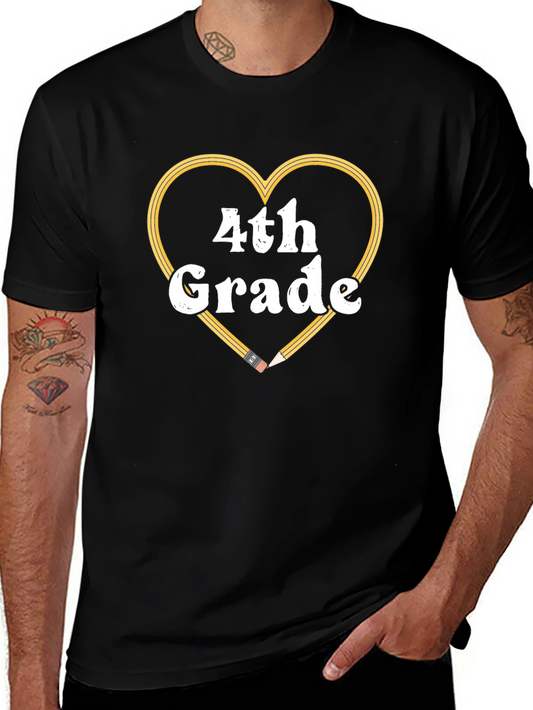 4th Grade Teacher Heart Pencil T-Shirt