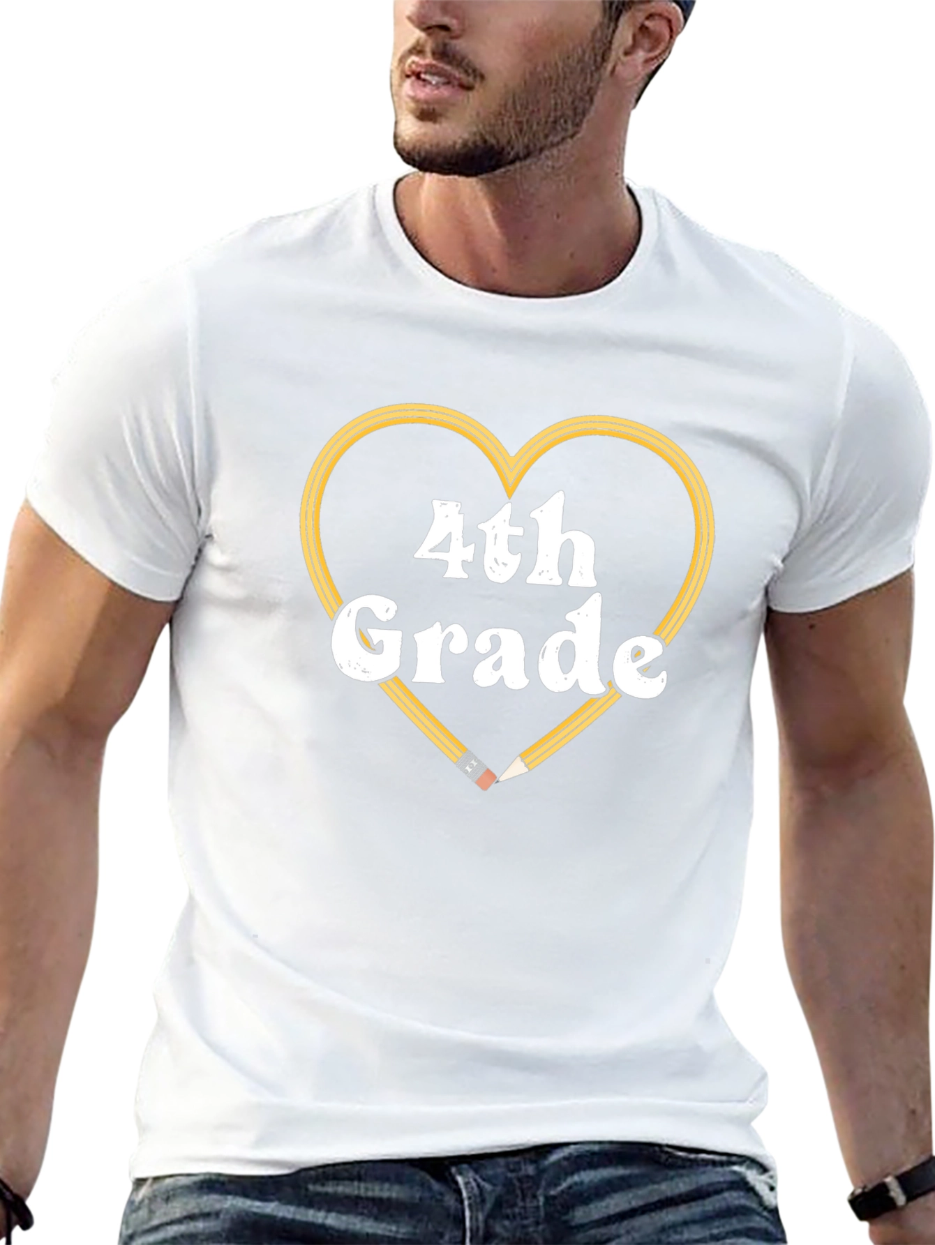 4th Grade Teacher Heart Pencil T-Shirt
