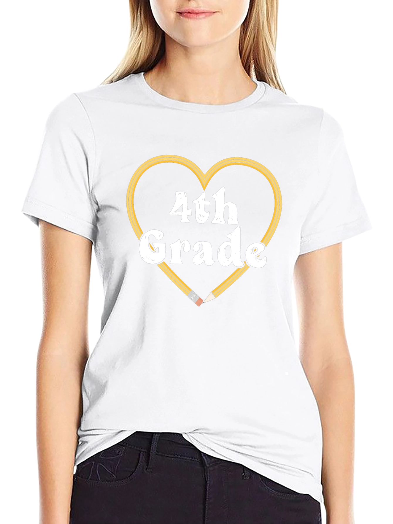 4th Grade Teacher Heart Pencil T-Shirt