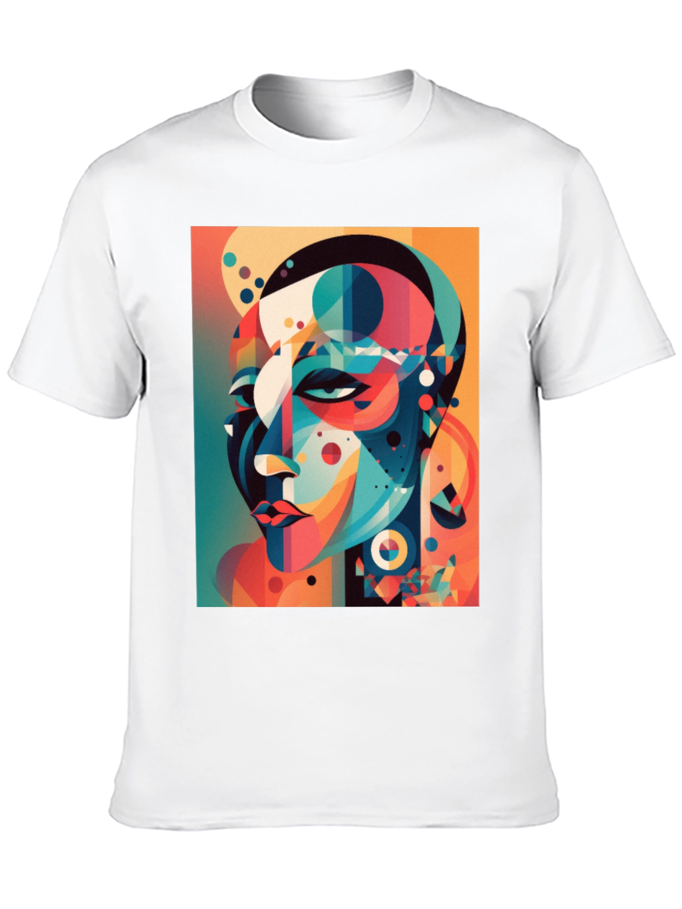 Abstract Geometric Face Graphic Tee - Black