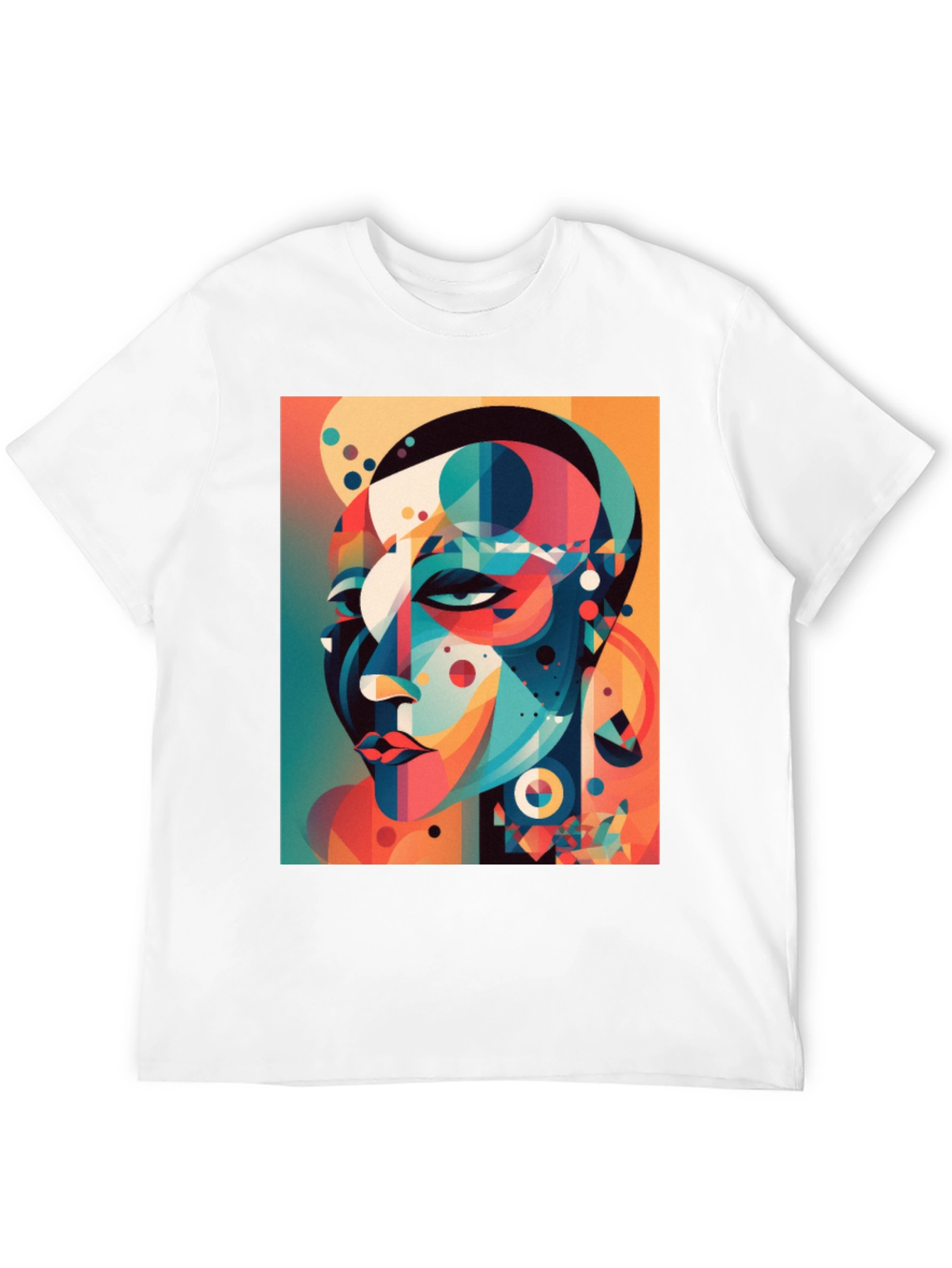 Abstract Geometric Face Graphic Tee - Black
