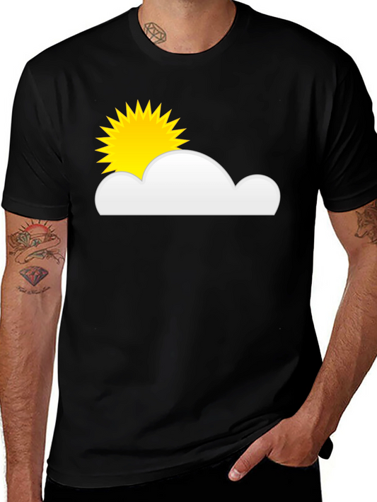 Sunny Day Cloud Graphic Tee - Soft Cotton Black T-Shirt