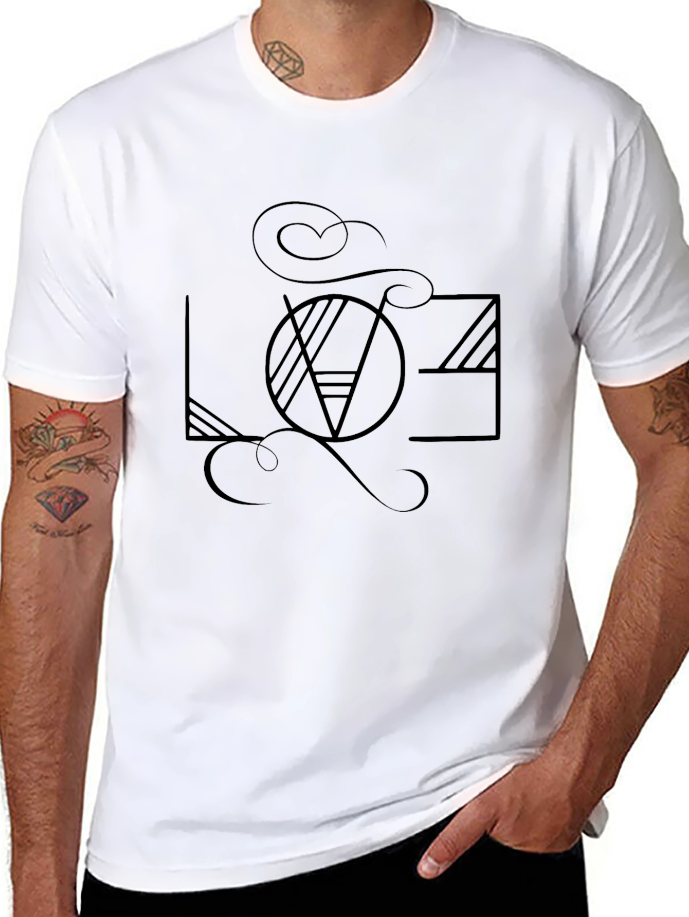 Abstract LOVE Graphic Black T-Shirt