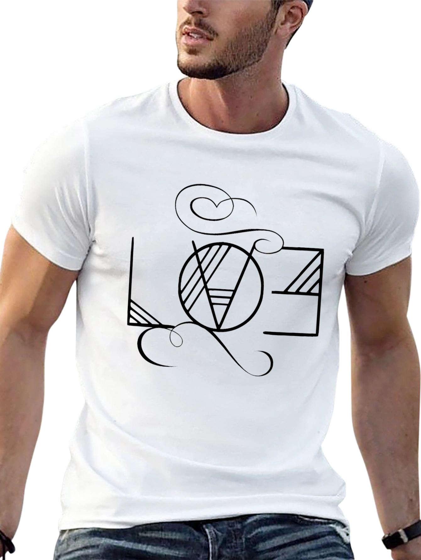 Abstract LOVE Graphic Black T-Shirt