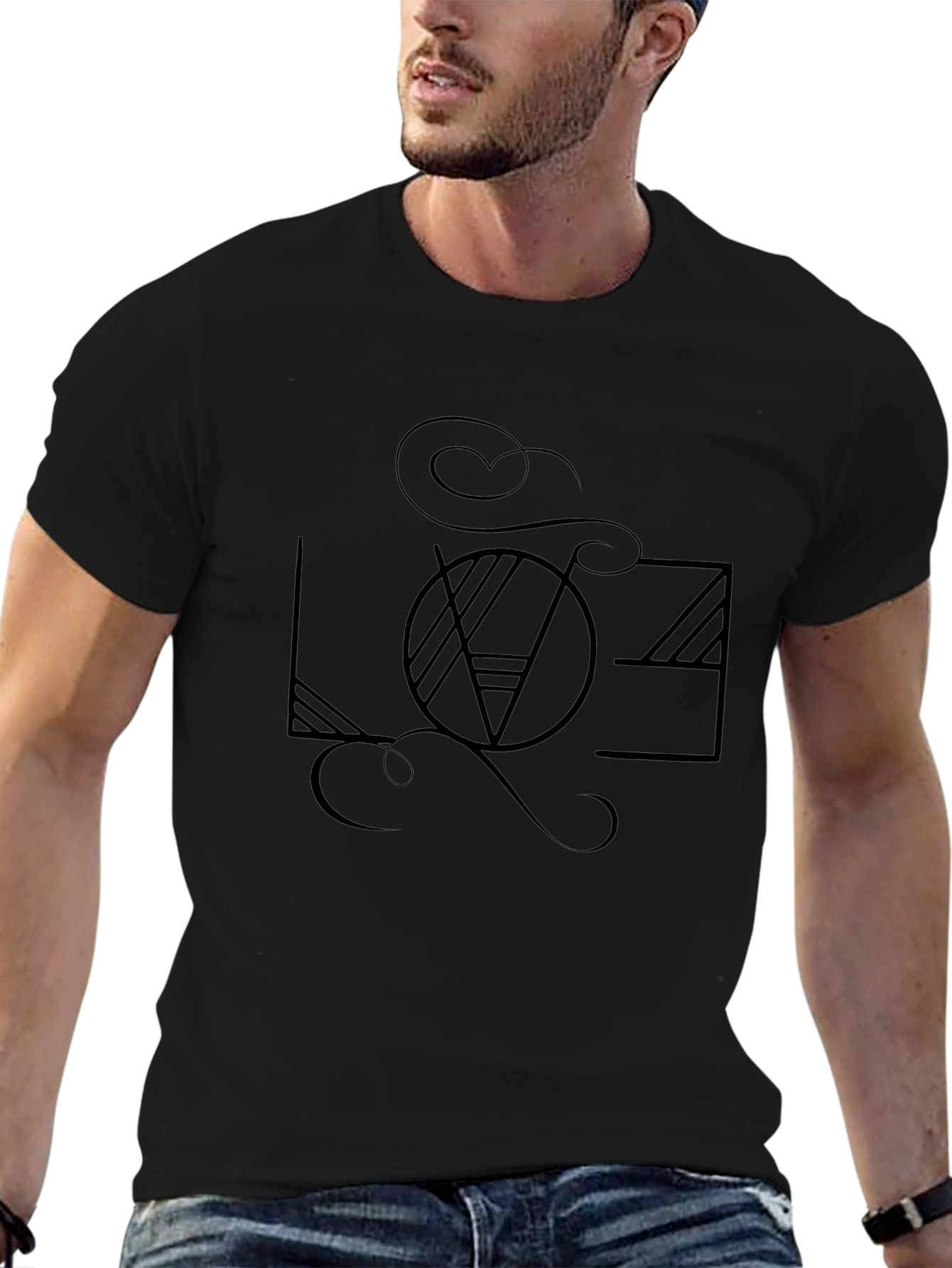 Abstract LOVE Graphic Black T-Shirt