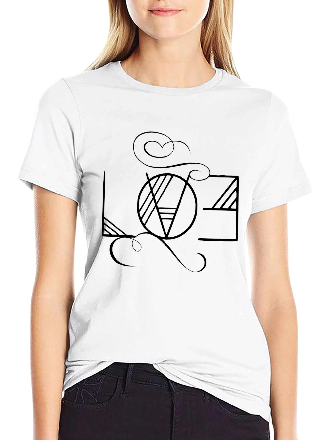 Abstract LOVE Graphic Black T-Shirt