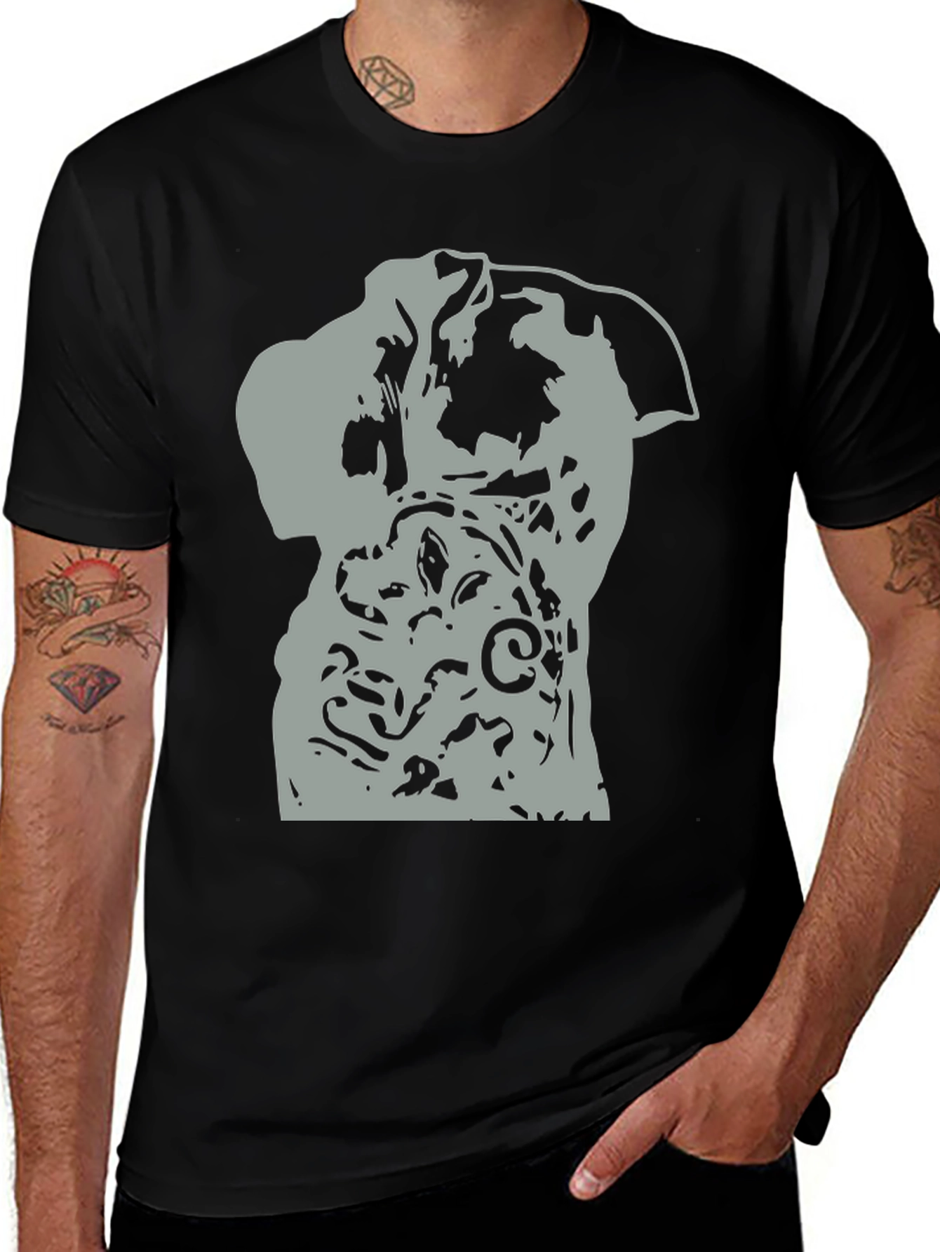 Abstract Dog Graphic Black T-Shirt