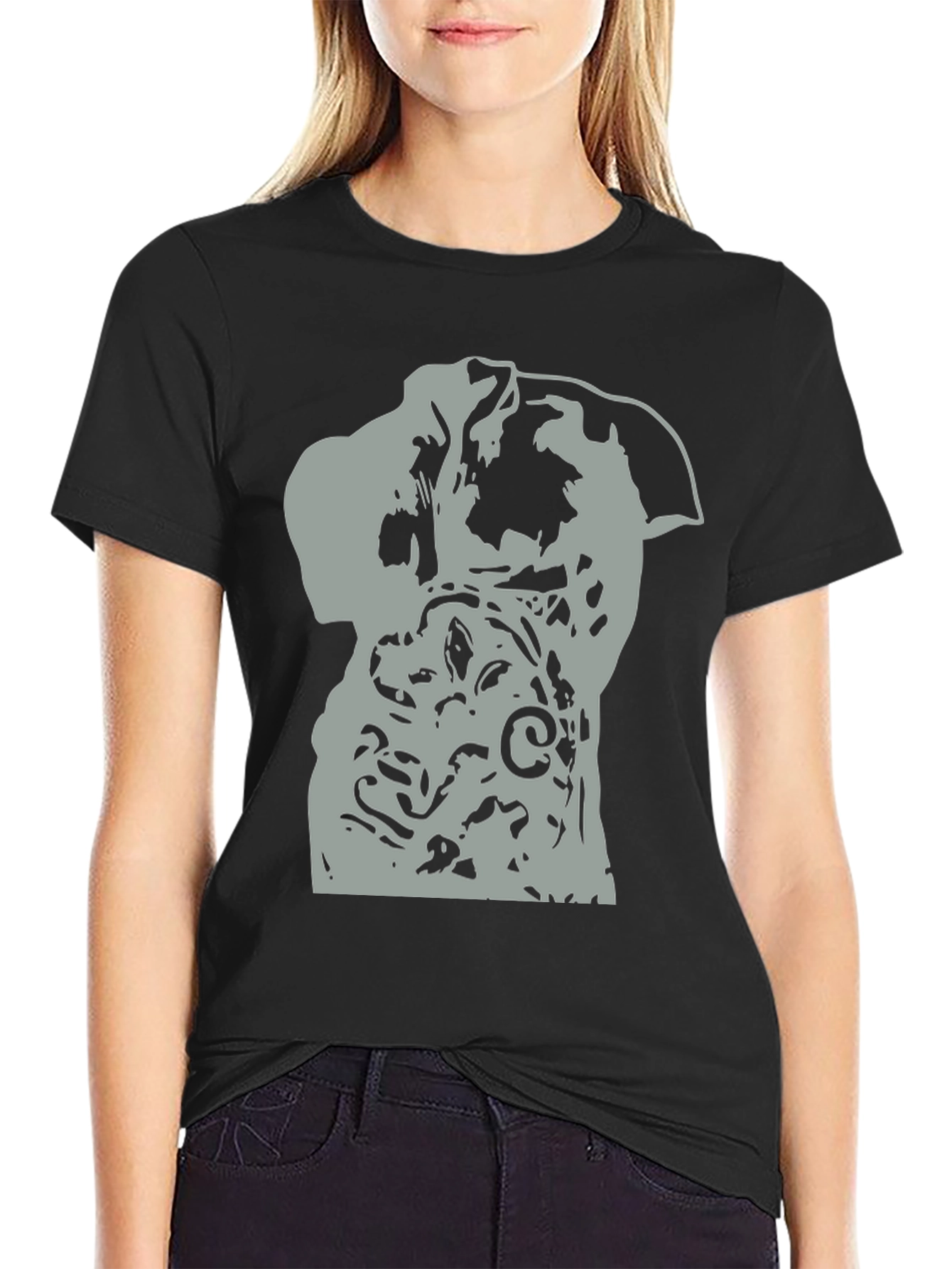 Abstract Dog Graphic Black T-Shirt
