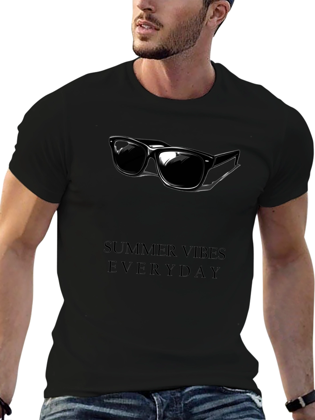 Summer Vibes Everyday Black Graphic Tee