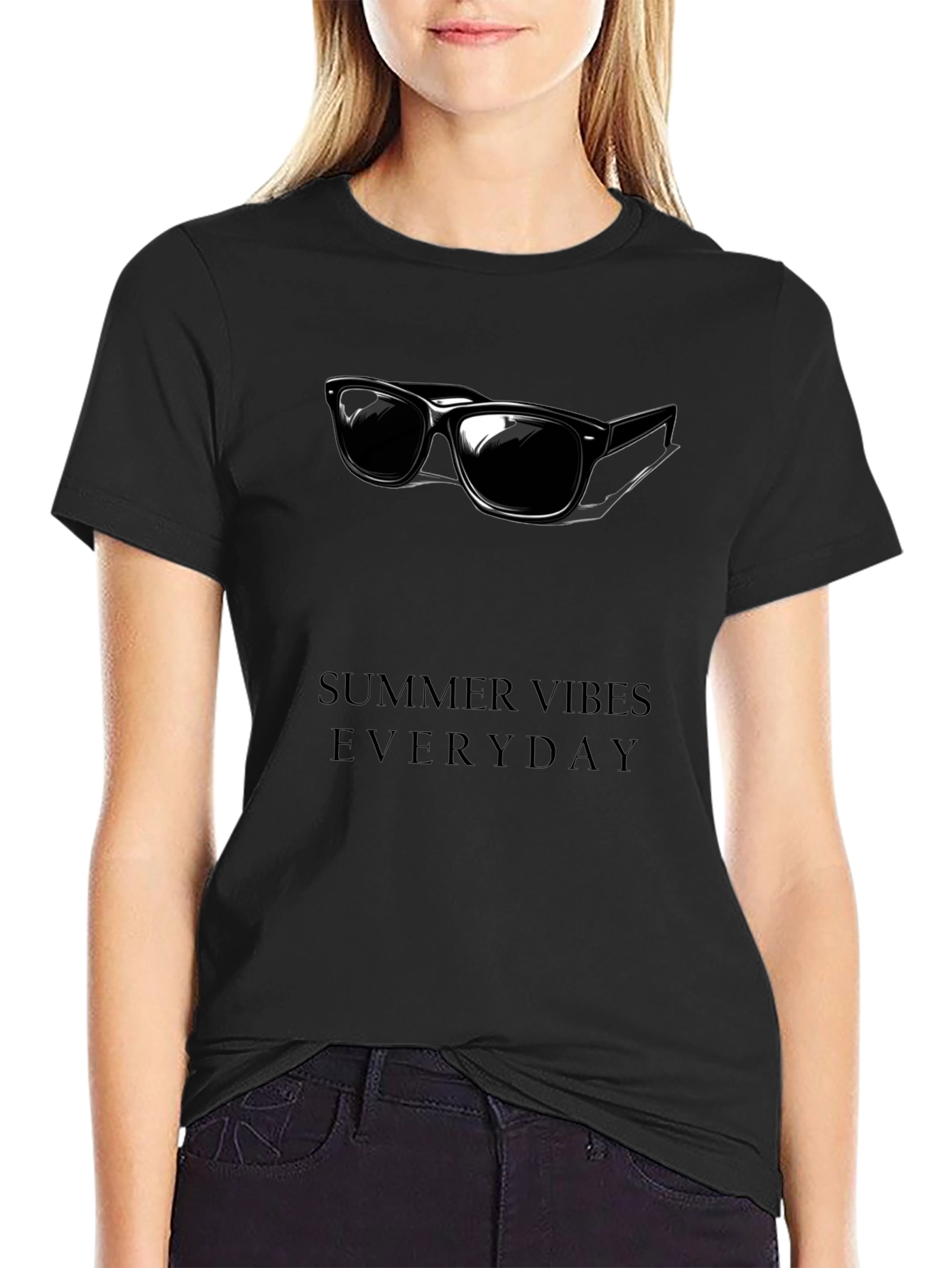 Summer Vibes Everyday Black Graphic Tee