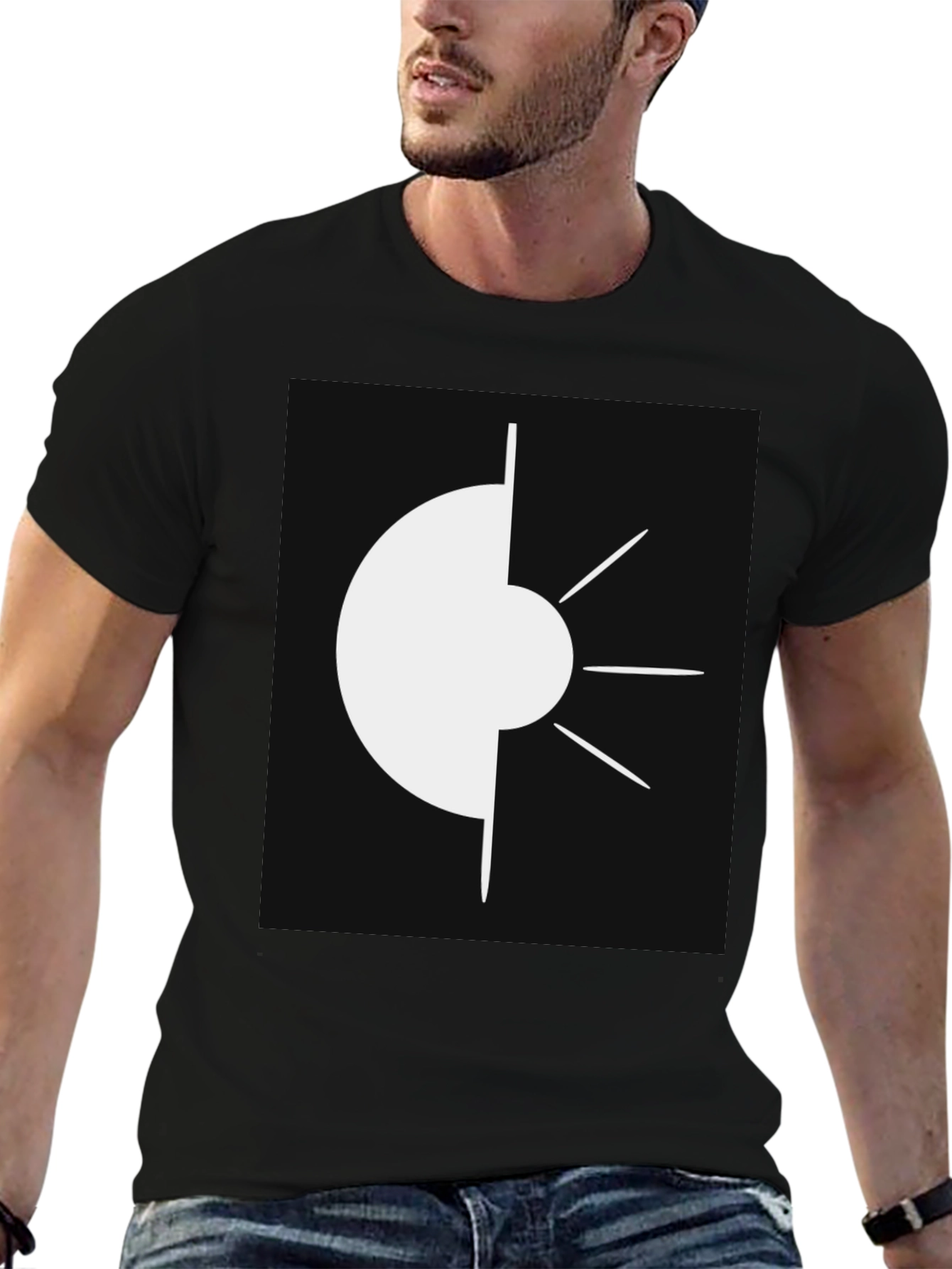 Abstract Geometric Graphic Tee - Modern Black T-Shirt