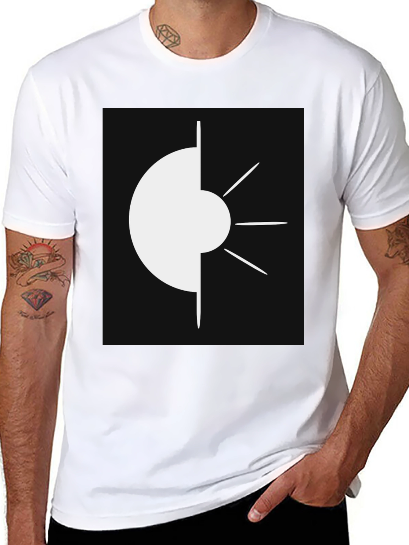 Abstract Geometric Graphic Tee - Modern Black T-Shirt