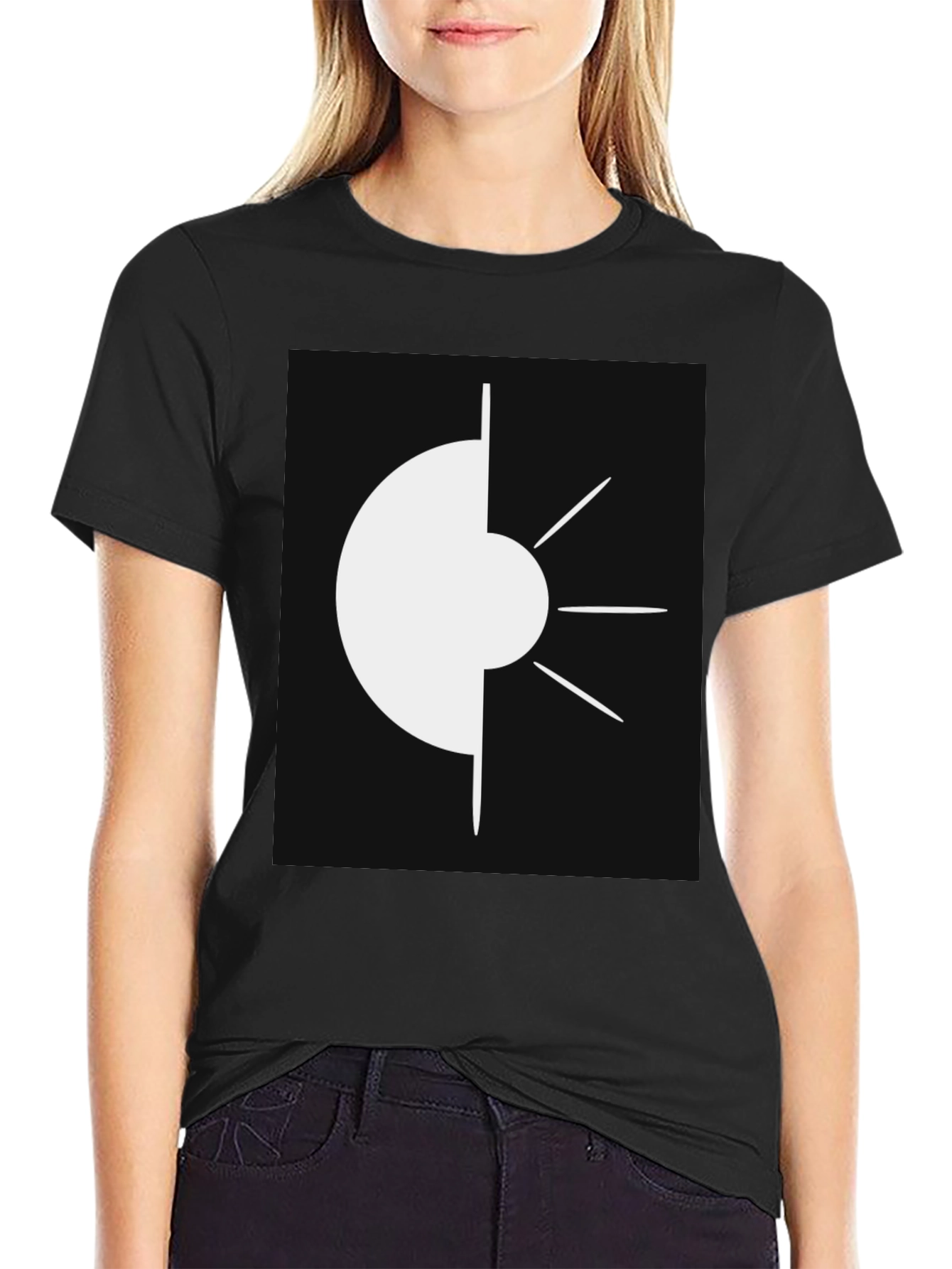Abstract Geometric Graphic Tee - Modern Black T-Shirt