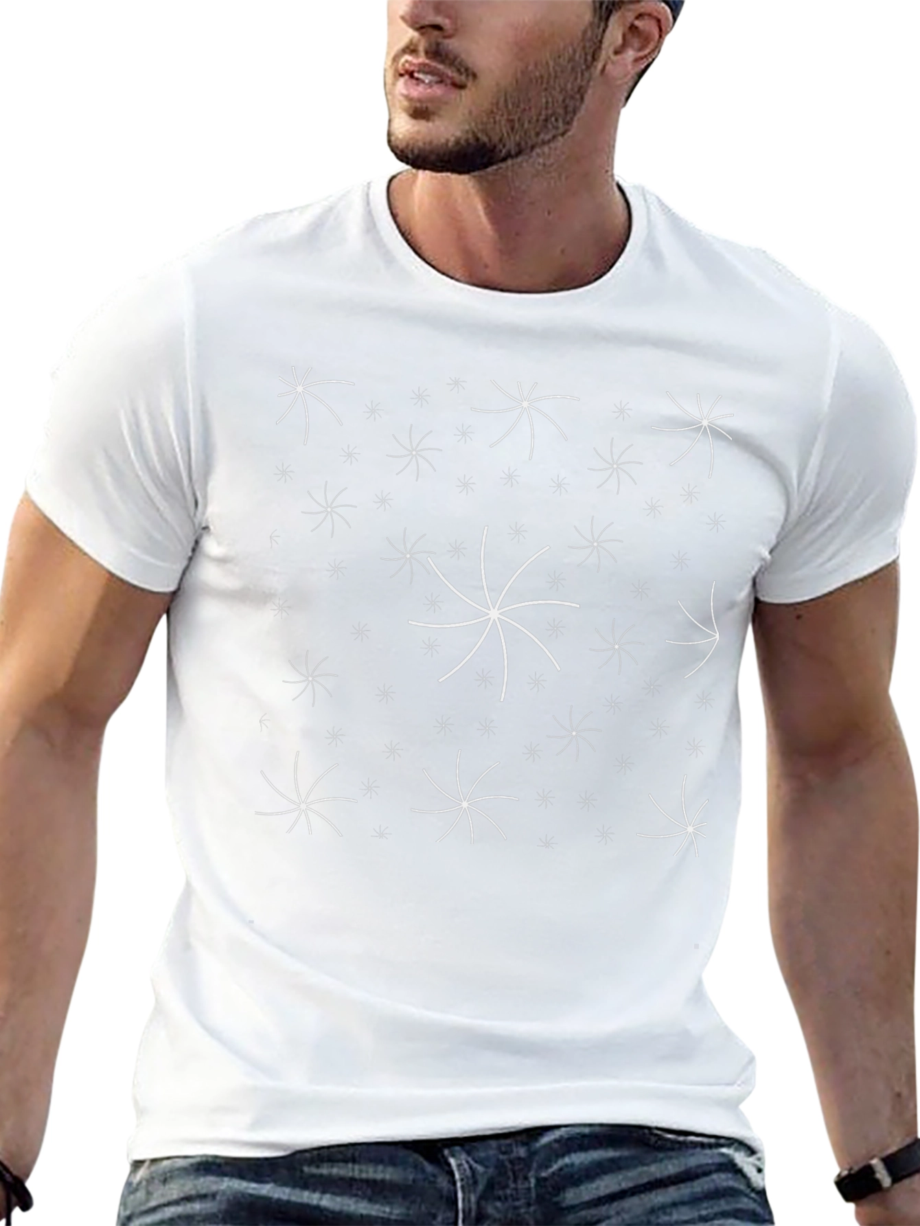 Abstract Starburst Pattern Black T-Shirt