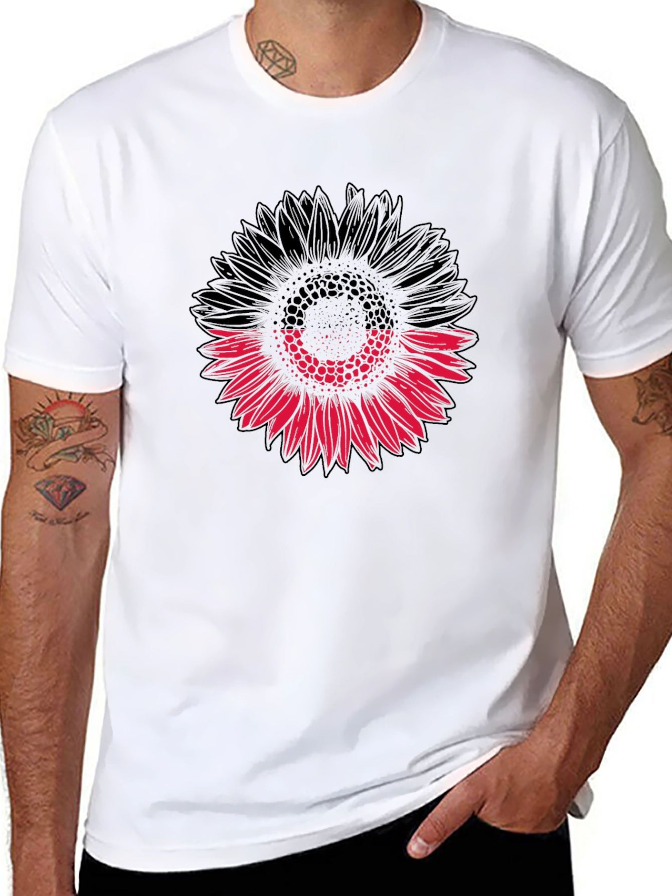 Sunflower Graphic Black T-Shirt - Modern Floral Tee