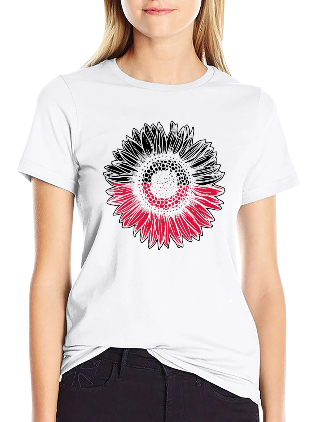 Sunflower Graphic Black T-Shirt - Modern Floral Tee