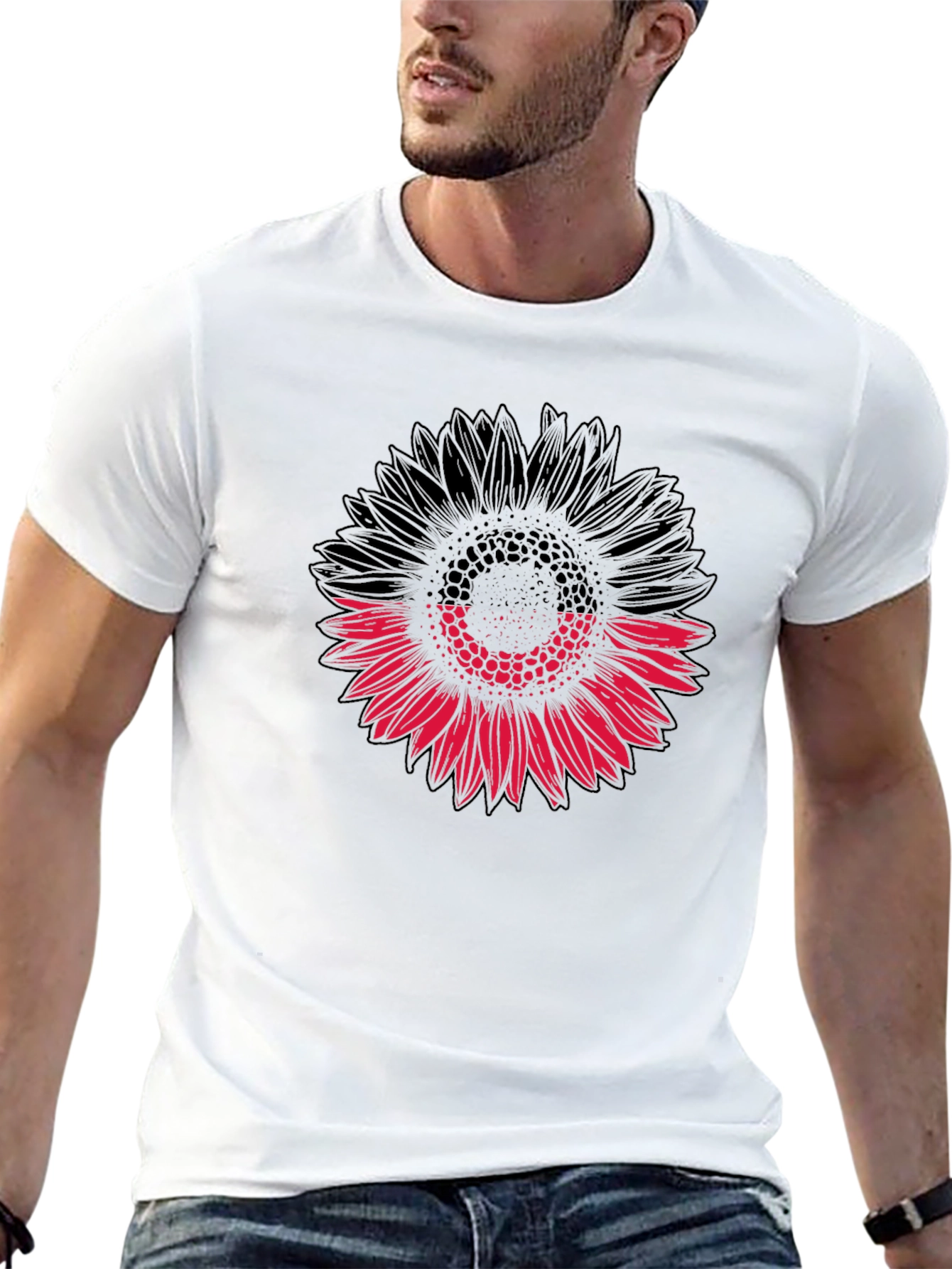Sunflower Graphic Black T-Shirt - Modern Floral Tee