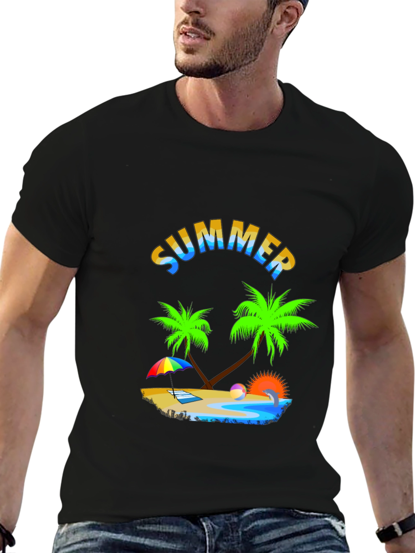 Summer Beach T-Shirt - Tropical Palm Tree Design