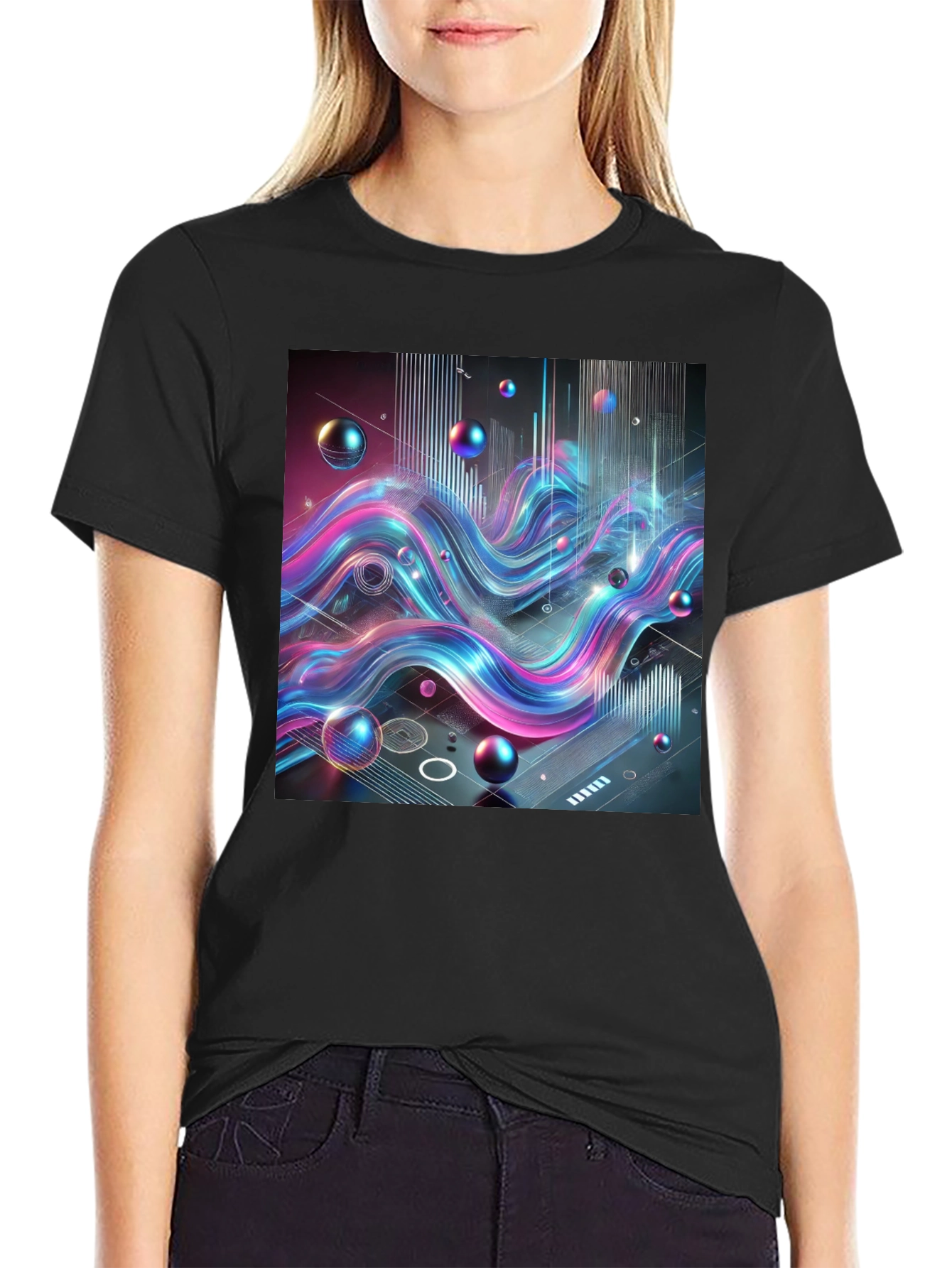 Abstract Wave Graphic Tee - Modern Style
