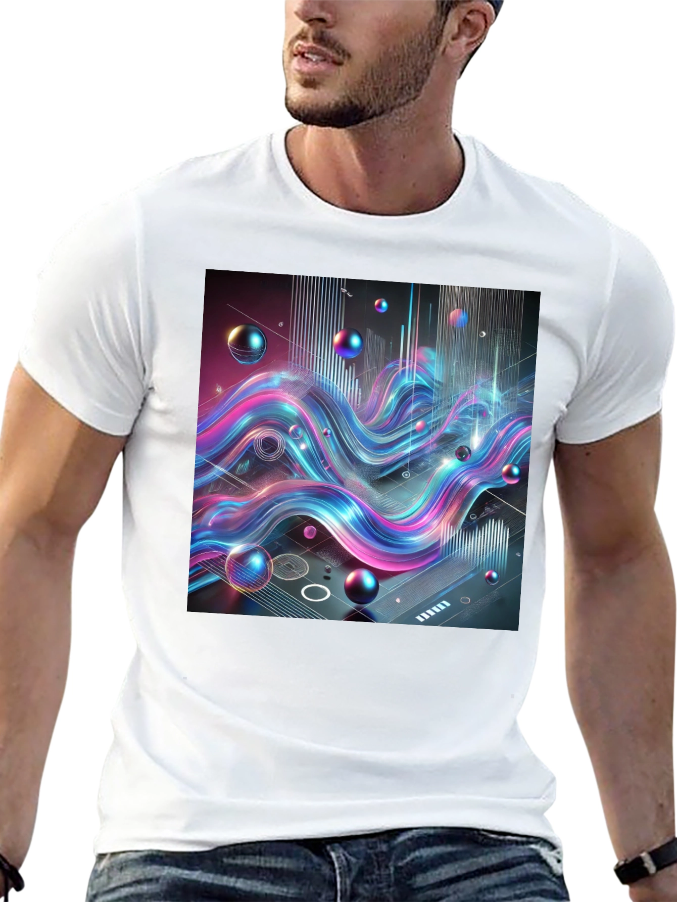 Abstract Wave Graphic Tee - Modern Style