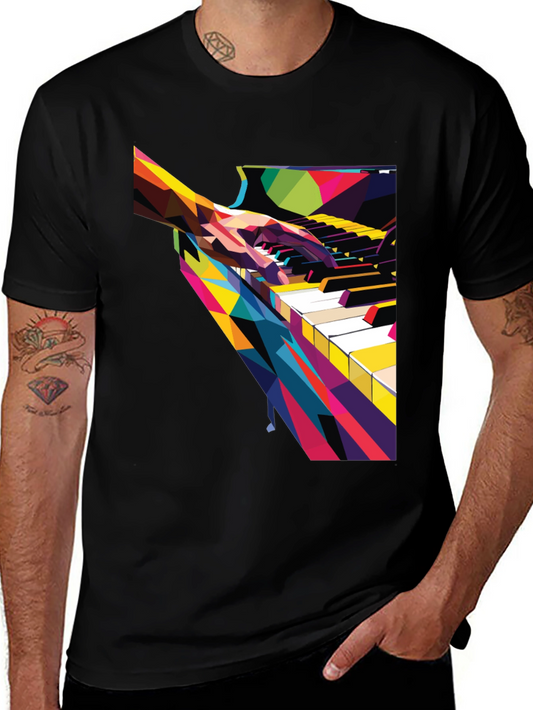 Abstract Piano Player Graphic Tee