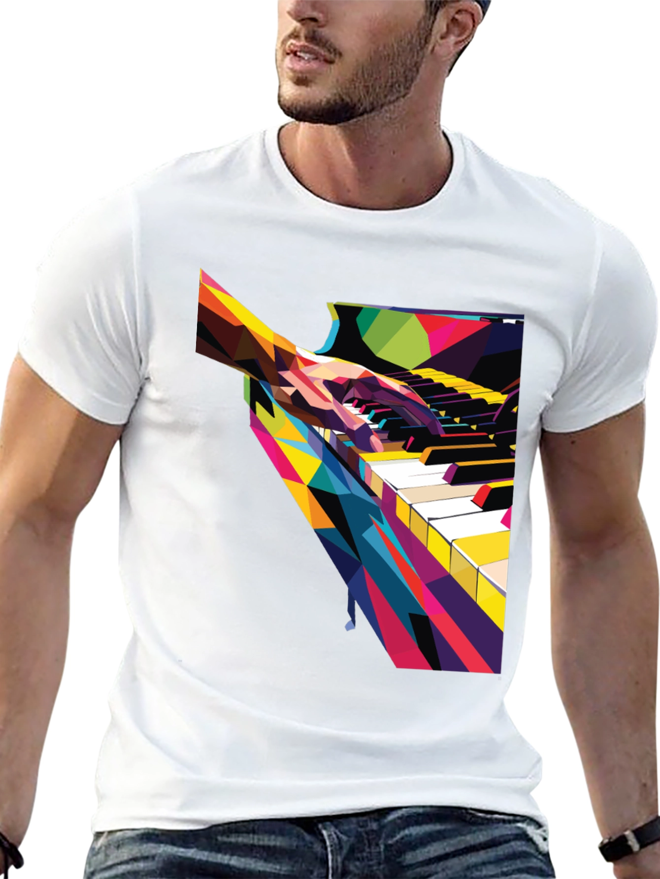 Abstract Piano Player Graphic Tee