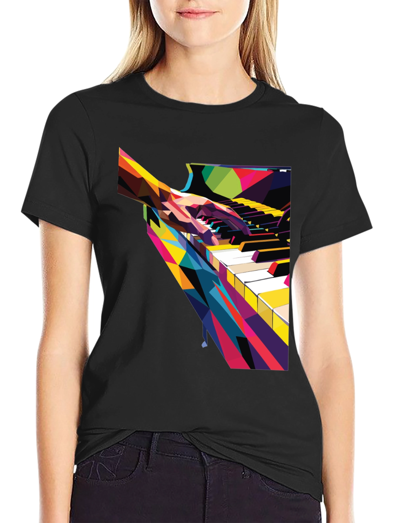 Abstract Piano Player Graphic Tee