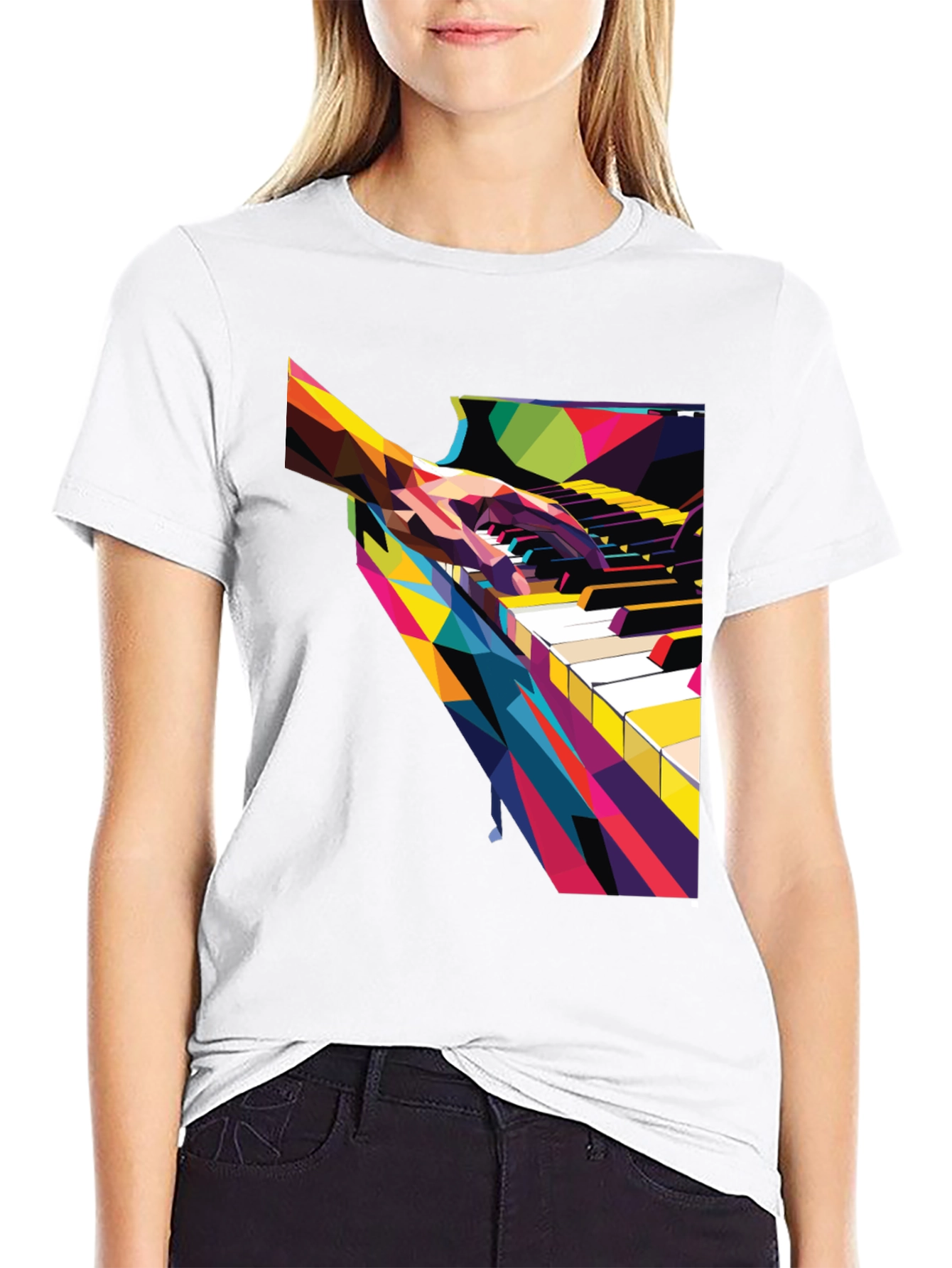 Abstract Piano Player Graphic Tee