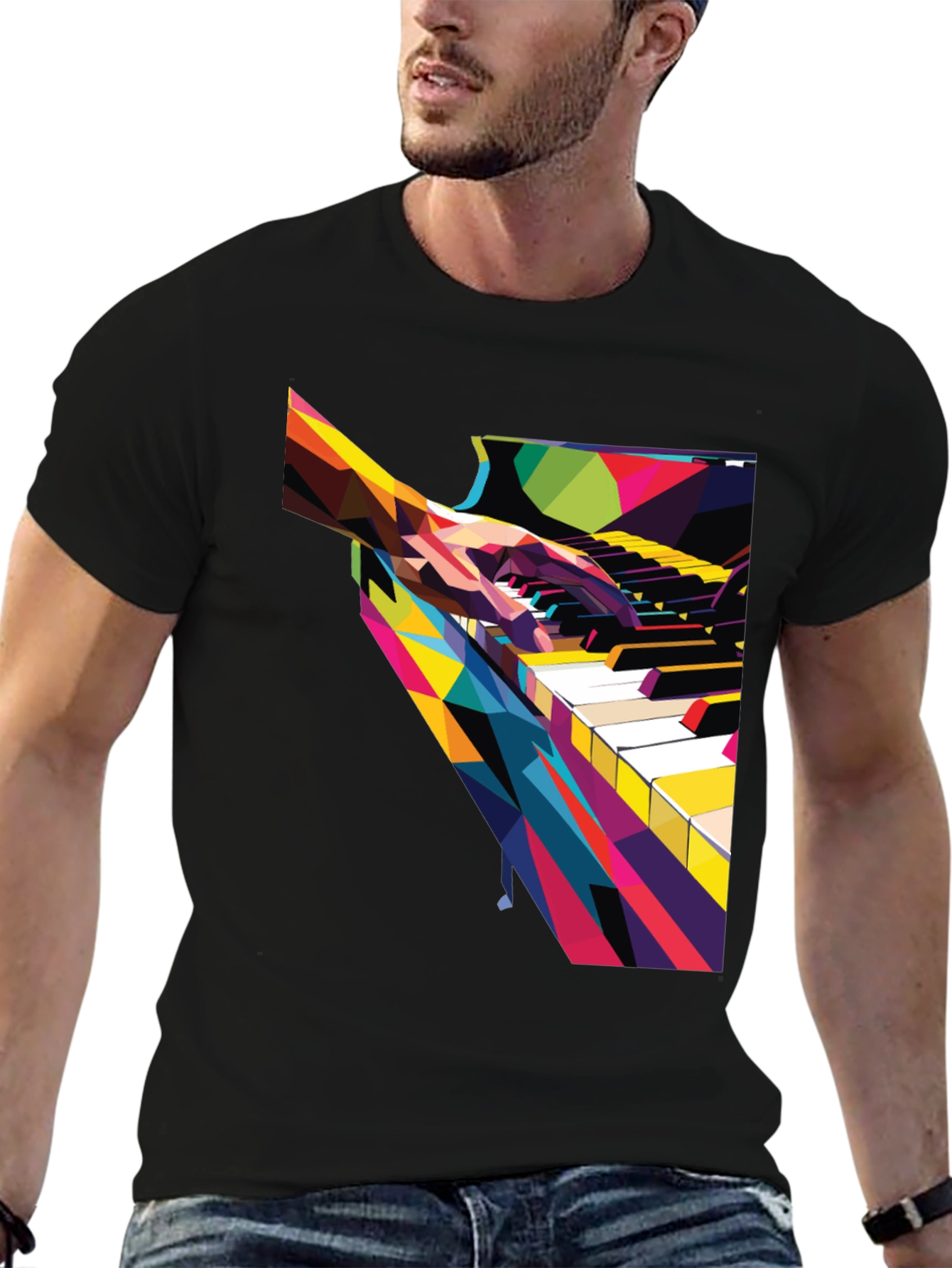 Abstract Piano Player Graphic Tee