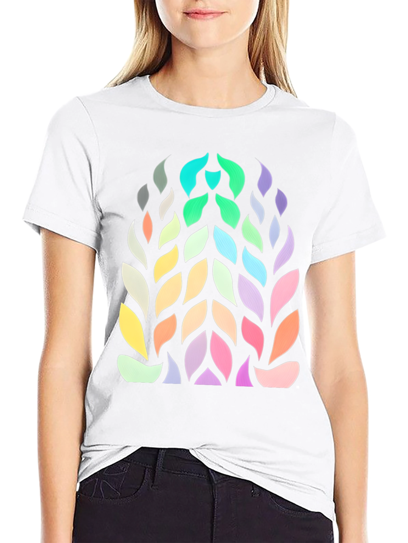 Abstract Leaf Pattern Graphic Tee