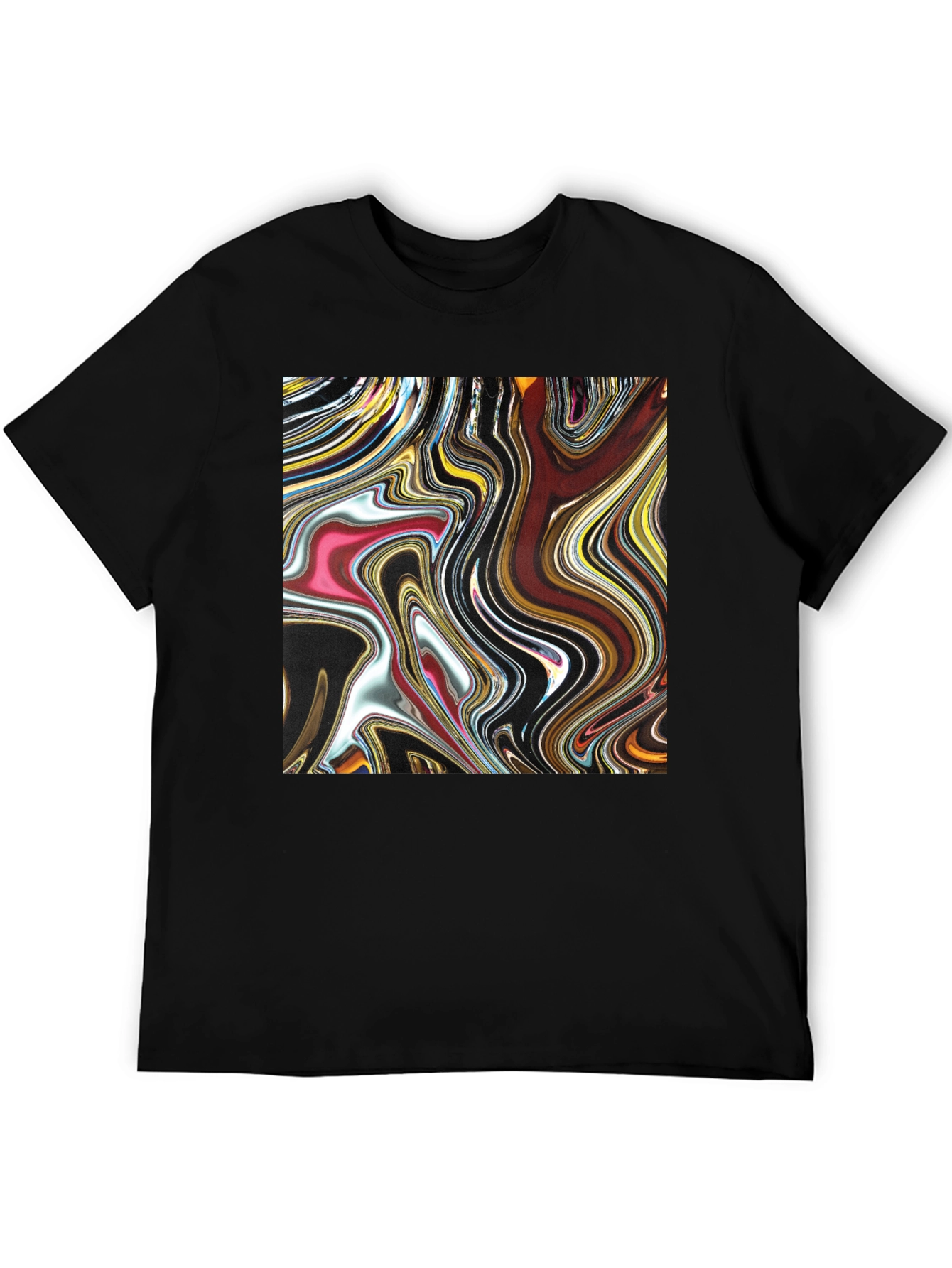 Abstract Art Swirl Tee - Black Cotton Blend