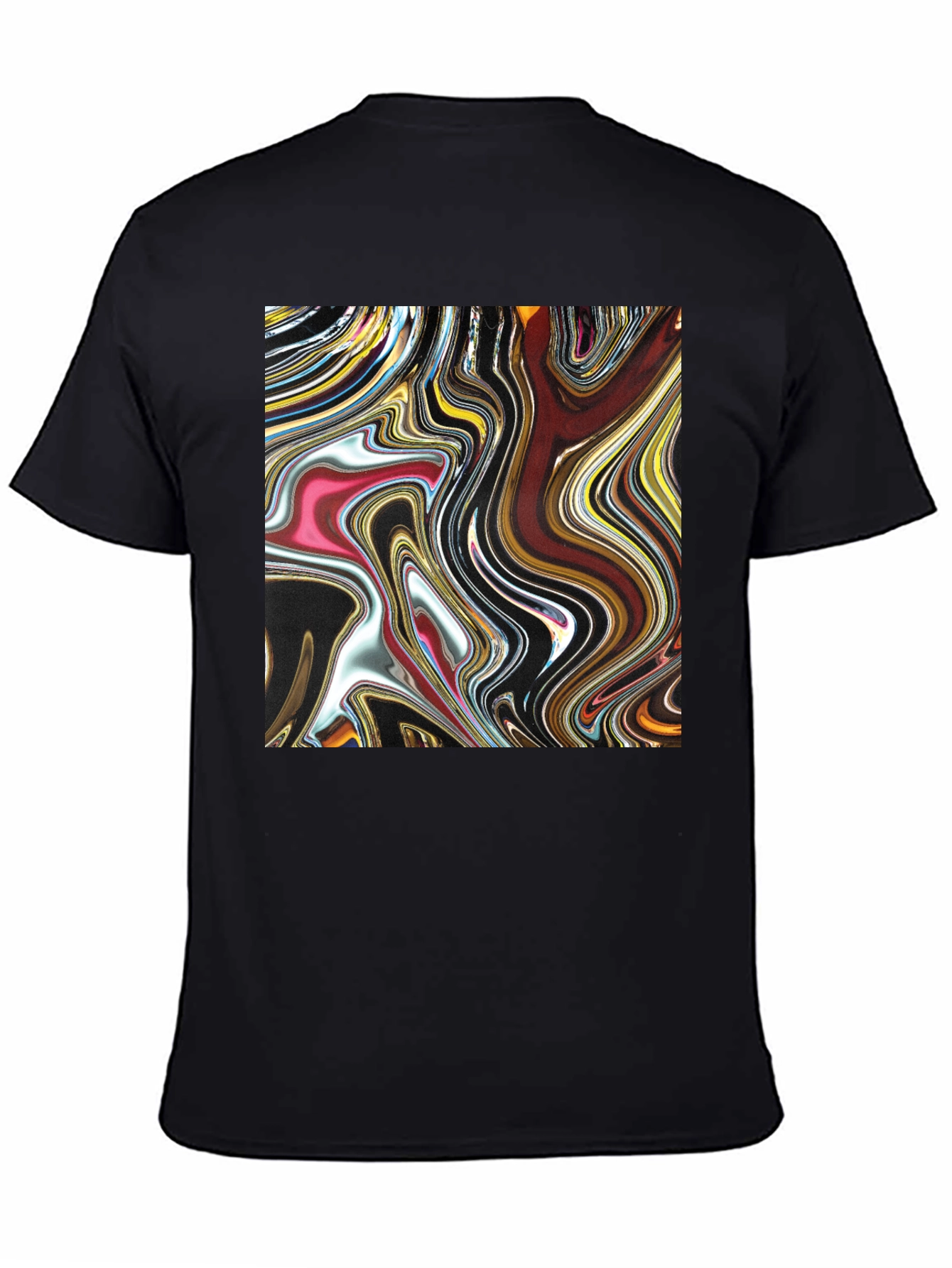 Abstract Art Swirl Tee - Black Cotton Blend