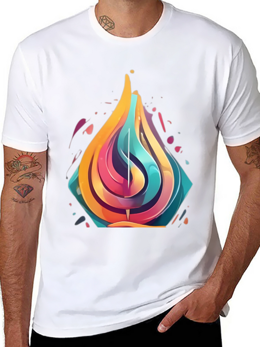 Abstract Flame Graphic T-Shirt - Black