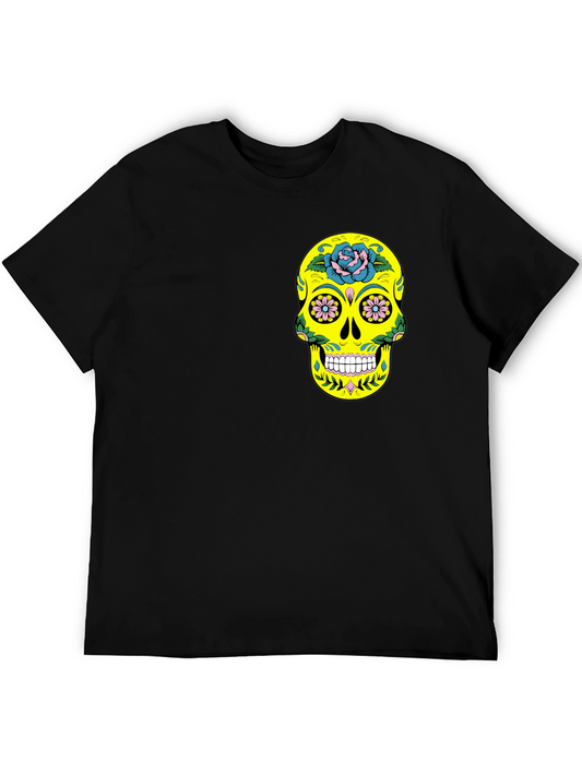 Sugar Skull Graphic Tee - Black Cotton T-Shirt