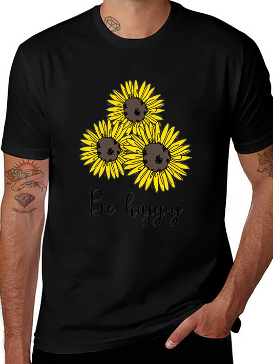 Sunflower Be Happy Graphic Print Tee