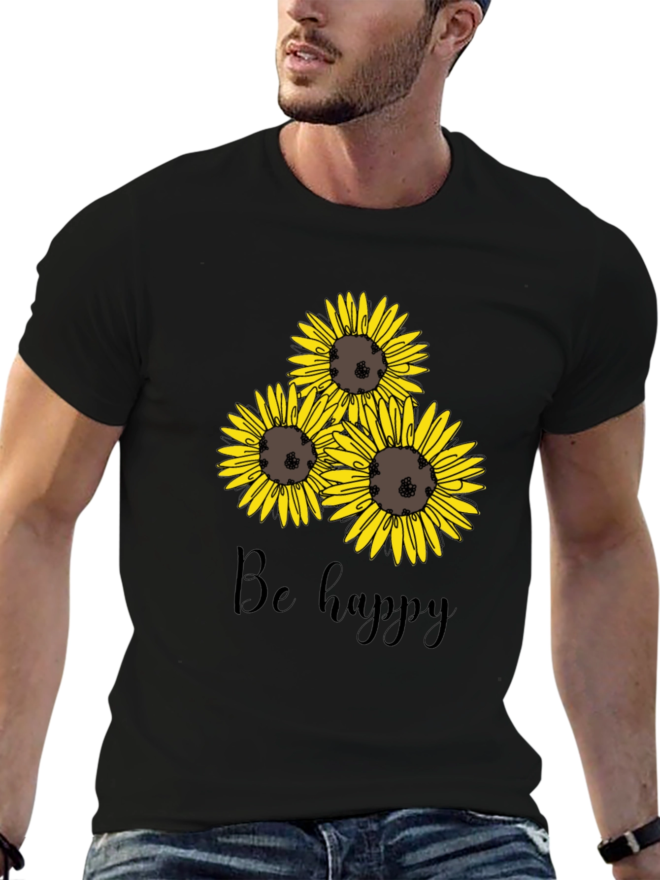 Sunflower Be Happy Graphic Print Tee