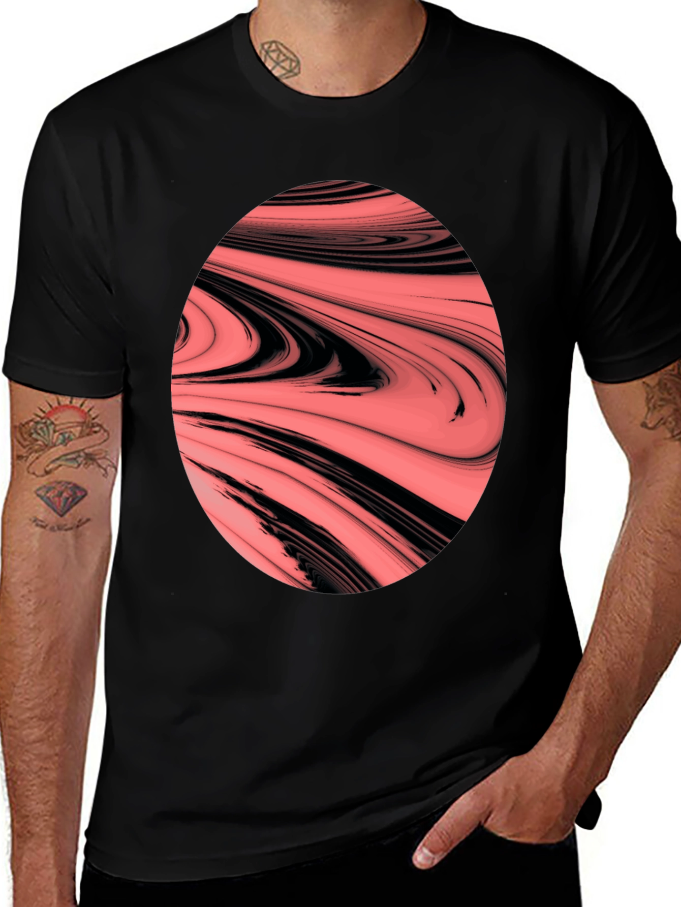 Abstract Swirl Graphic Tee - Bold & Unique Design