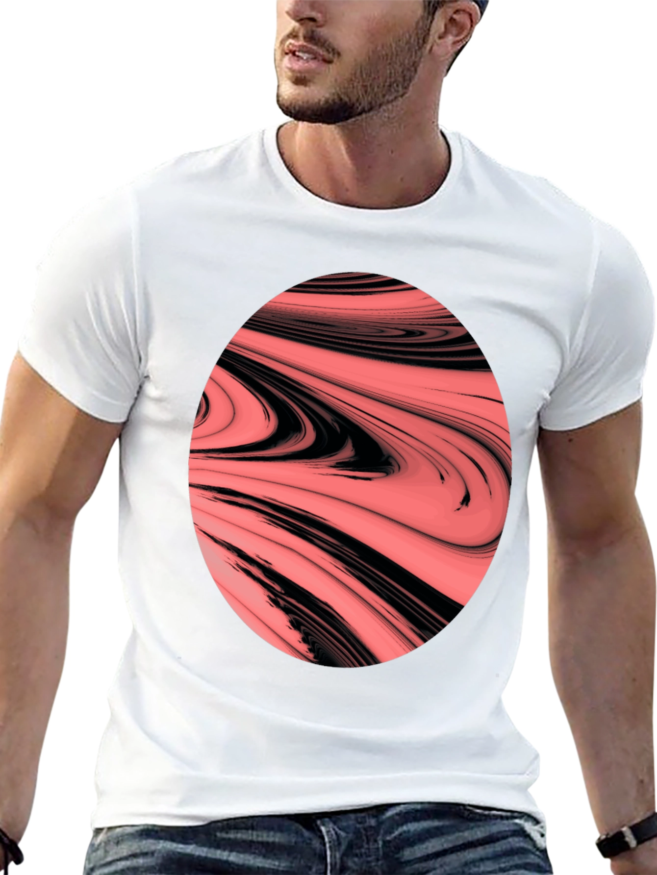 Abstract Swirl Graphic Tee - Bold & Unique Design