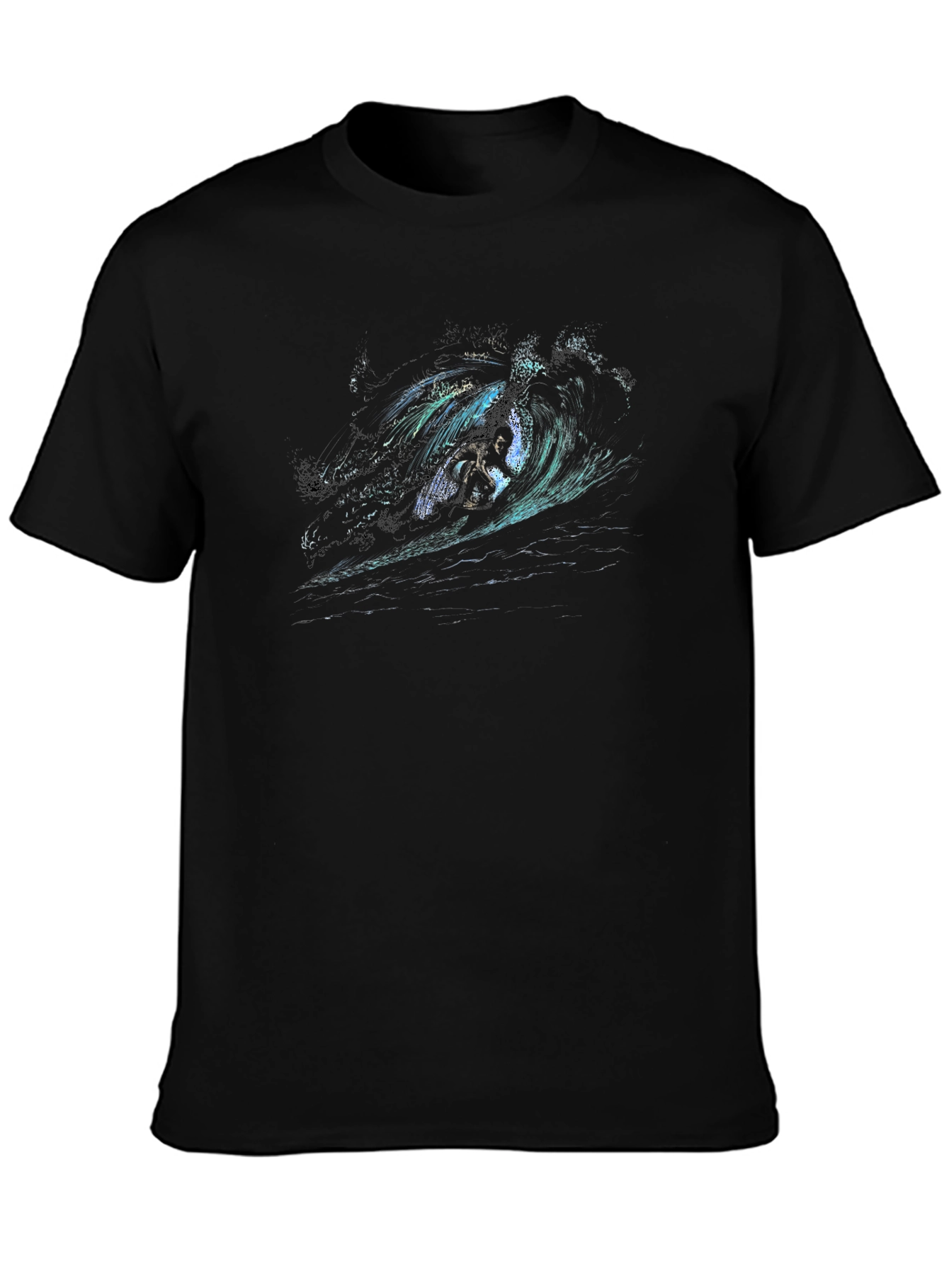 Surfer Wave Graphic Tee - Stylish Black T-Shirt