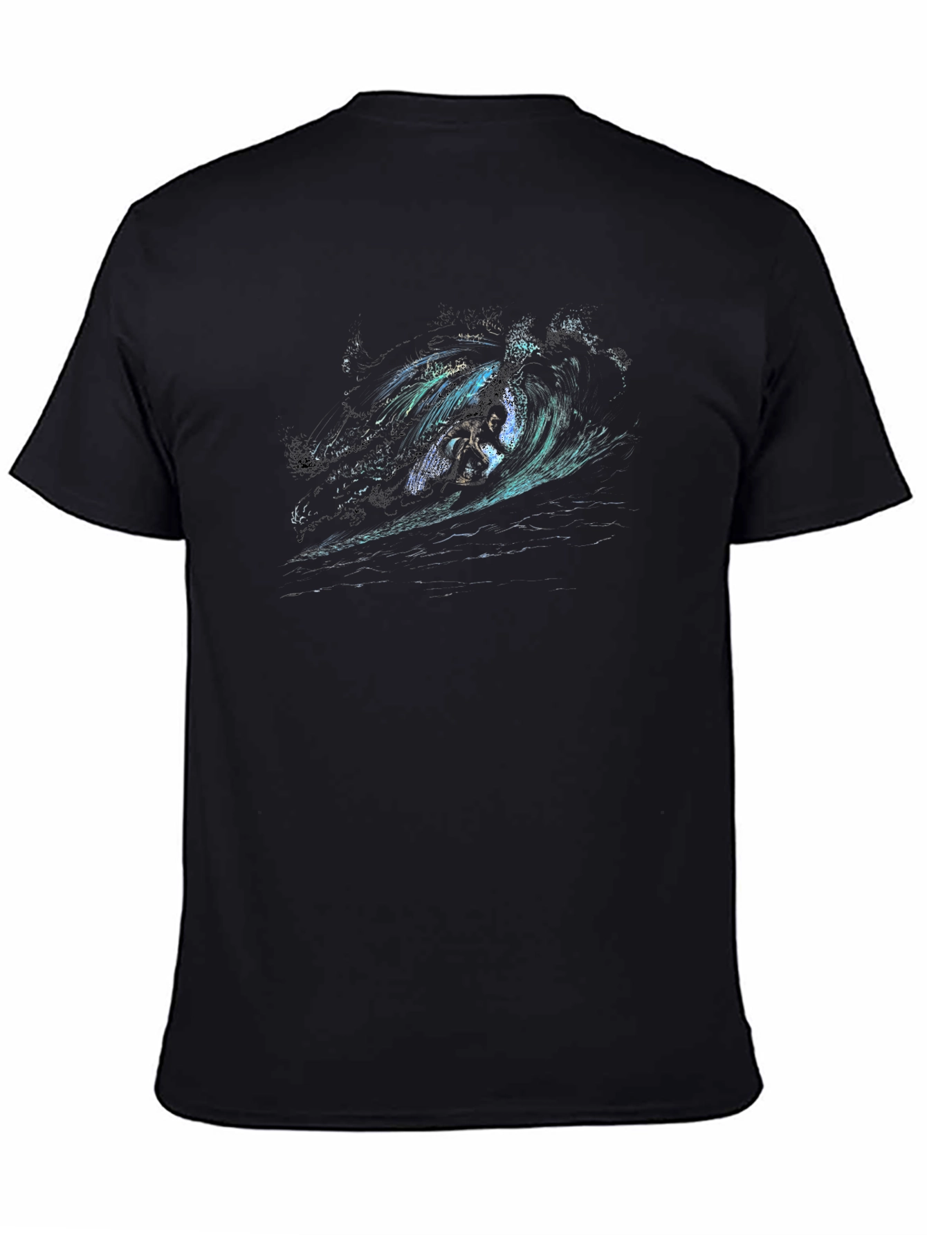 Surfer Wave Graphic Tee - Stylish Black T-Shirt