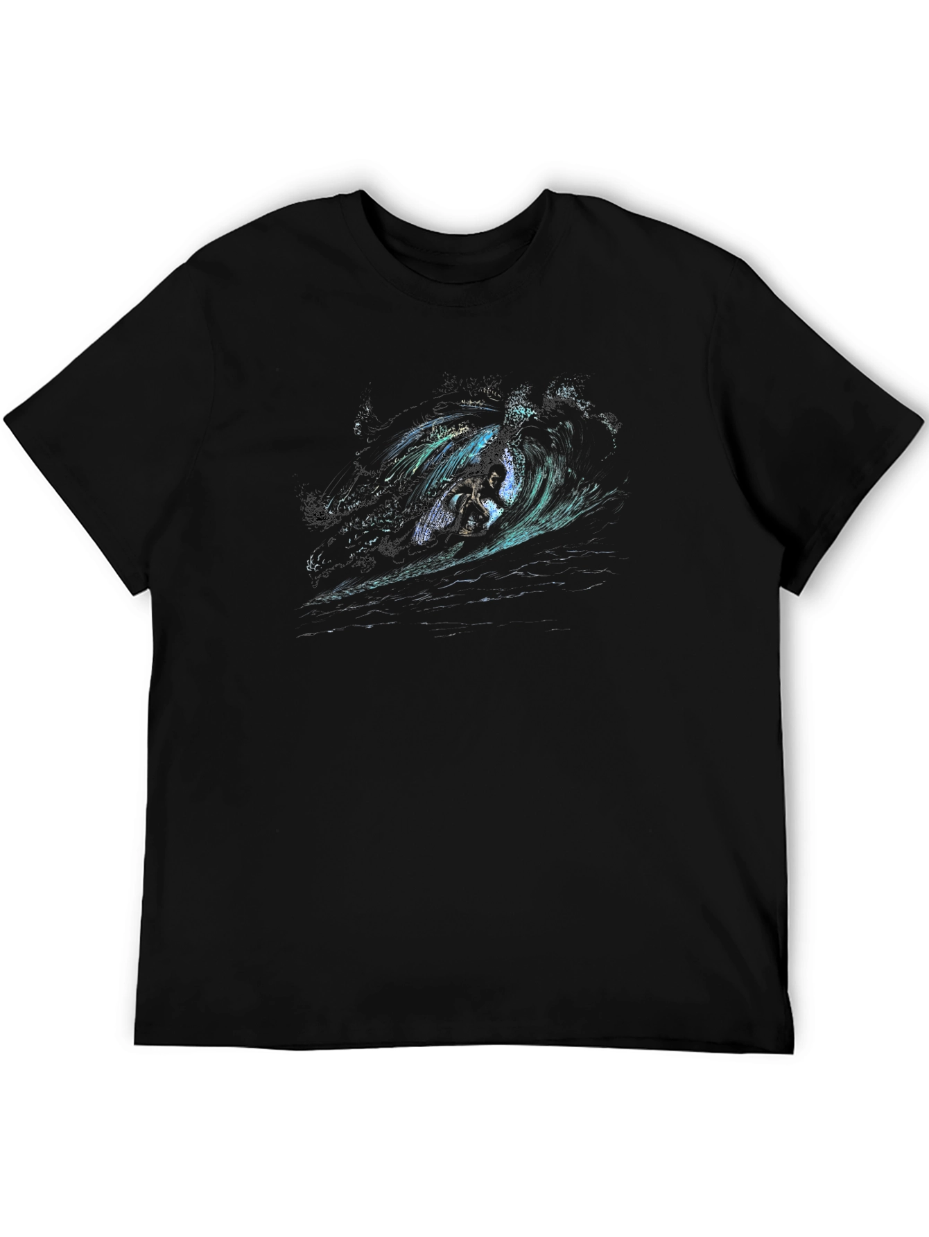 Surfer Wave Graphic Tee - Stylish Black T-Shirt