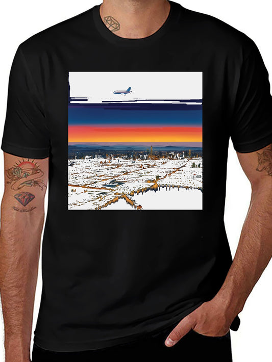 Sunset Plane Graphic Tee - Cool Urban Style