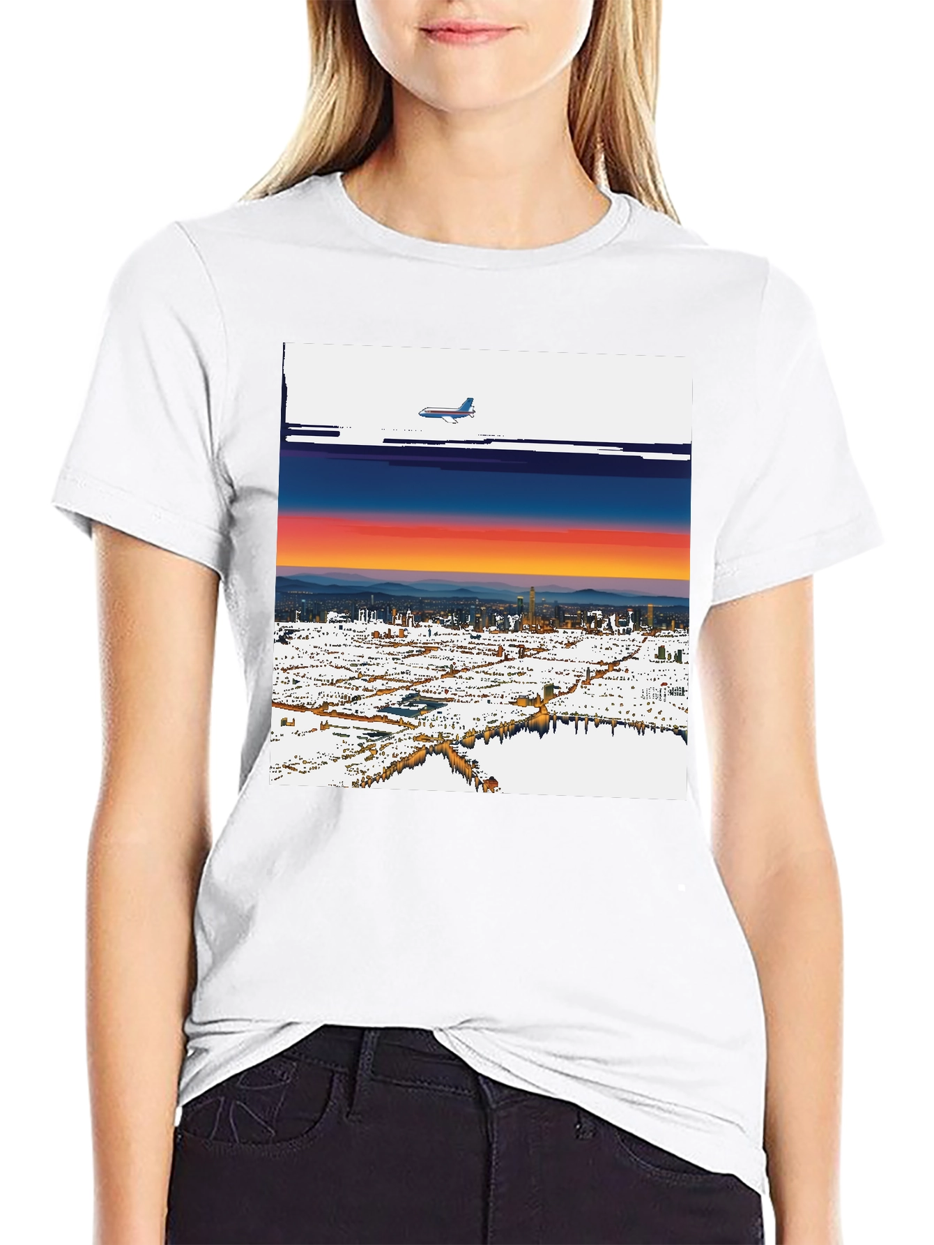Sunset Plane Graphic Tee - Cool Urban Style
