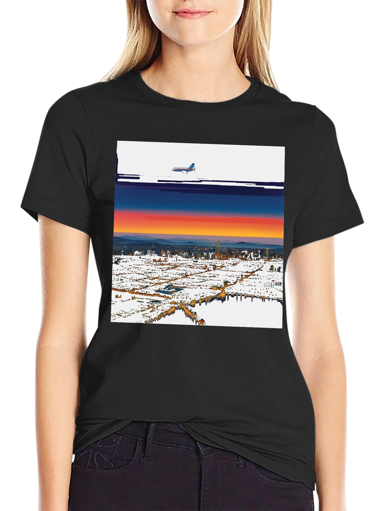 Sunset Plane Graphic Tee - Cool Urban Style