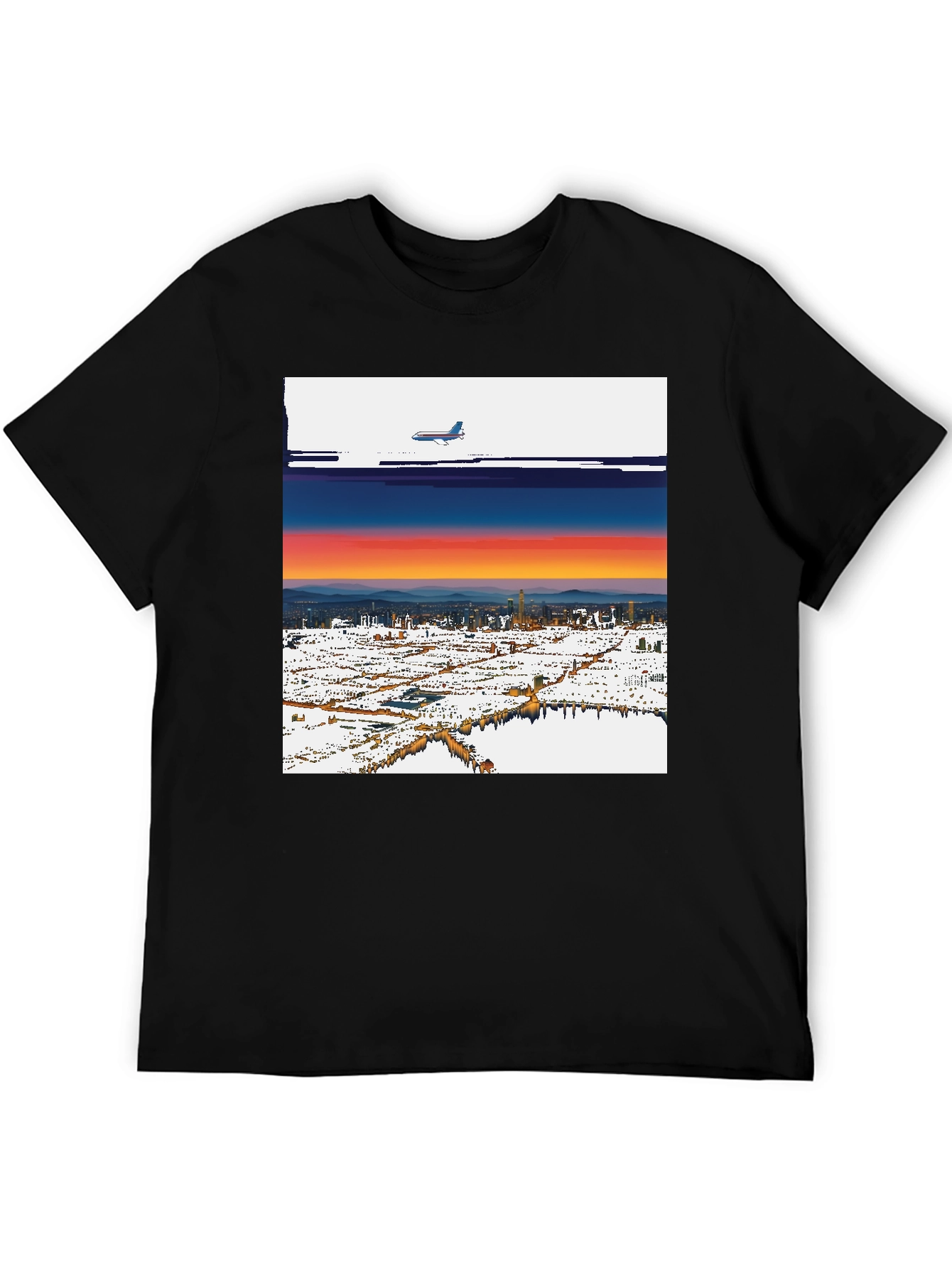 Sunset Plane Graphic Tee - Cool Urban Style